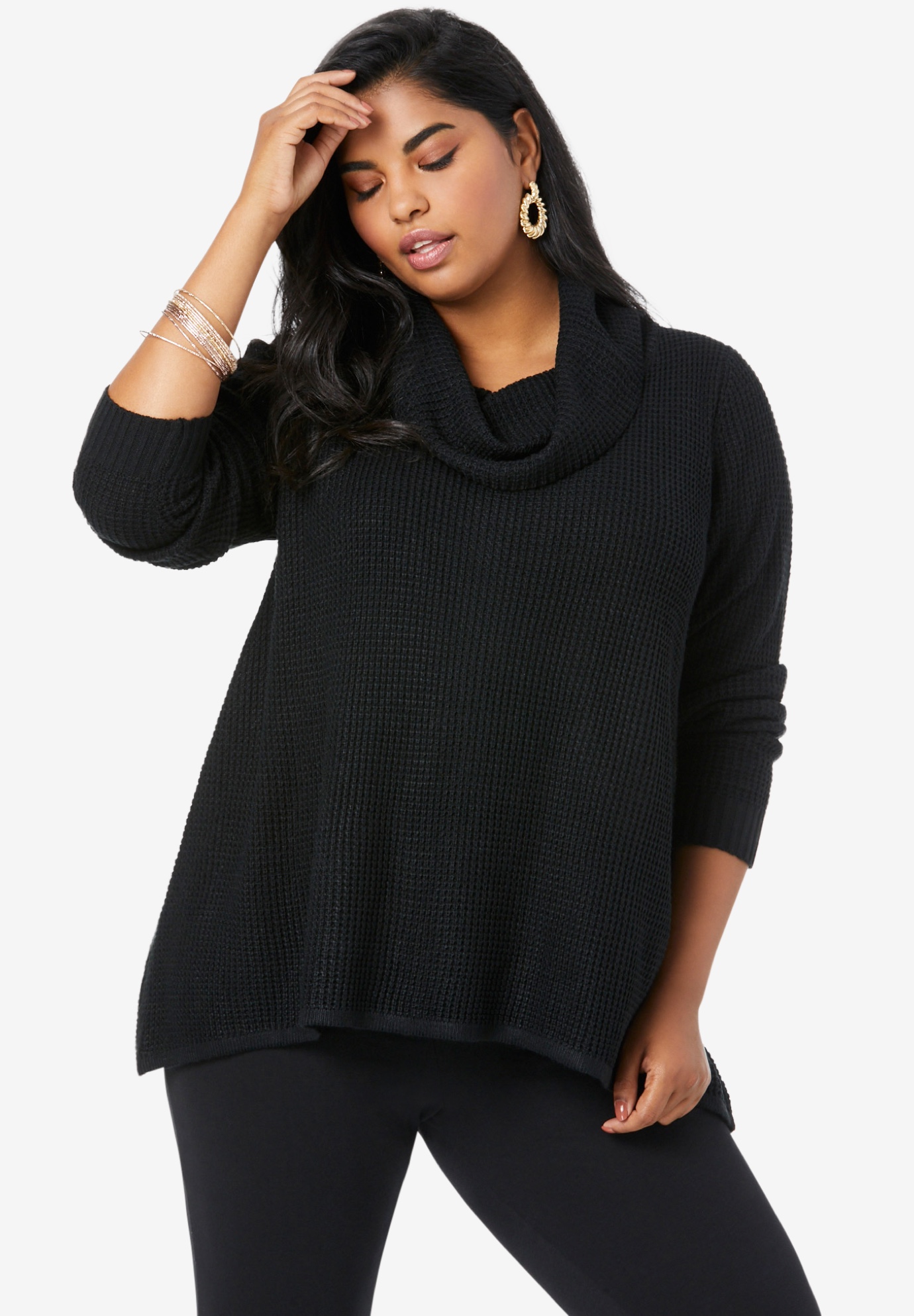 Thermal Cowl-Neck Sweater | Catherines