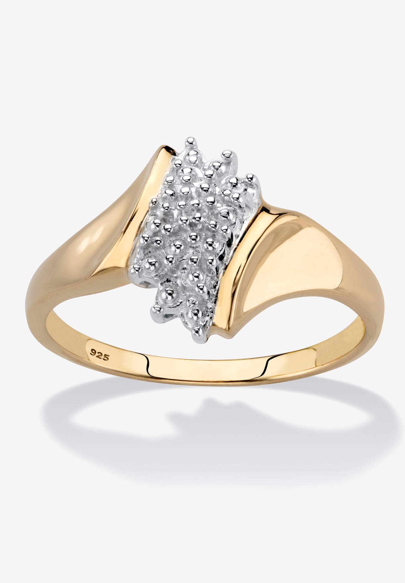 Gold & Sterling Silver Diamond Cluster Ring, GOLD