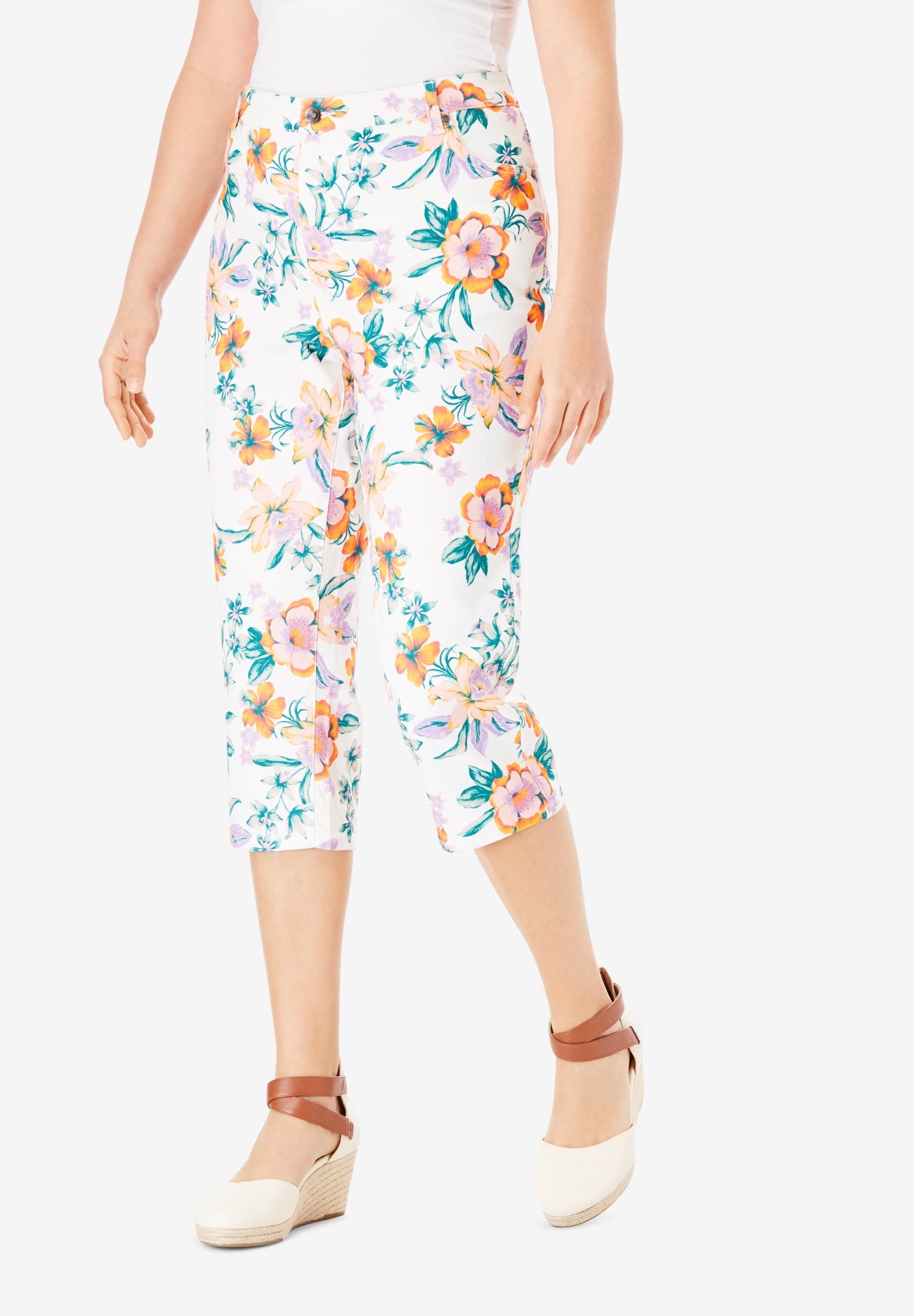 stretch denim capris