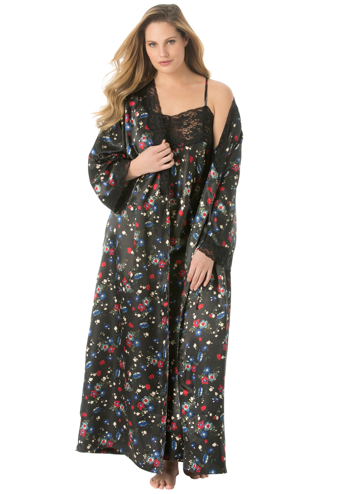 The Luxe Satin Long Peignoir Set | Catherines