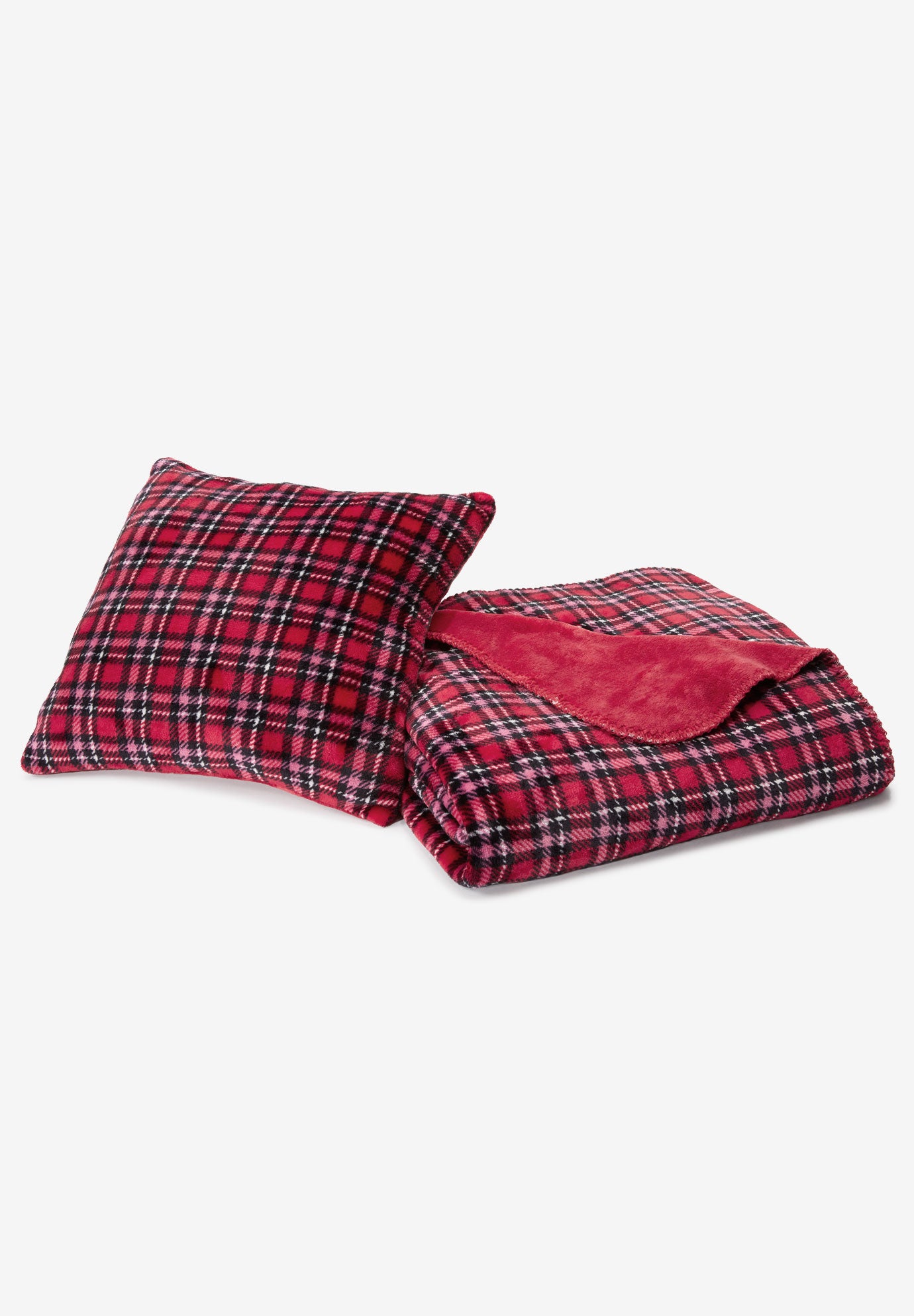 Plaid Fleece Pillow & Throw Set Catherines