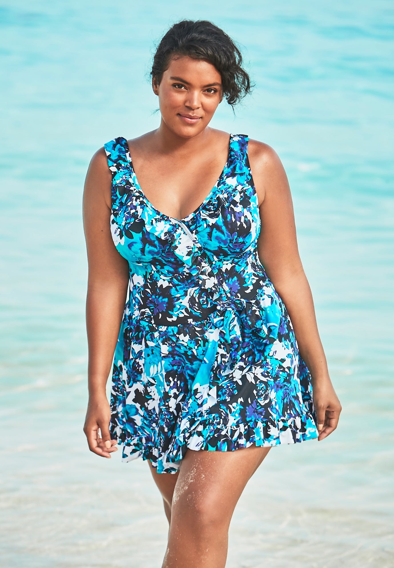 FauxWrap Swim Dress Catherines
