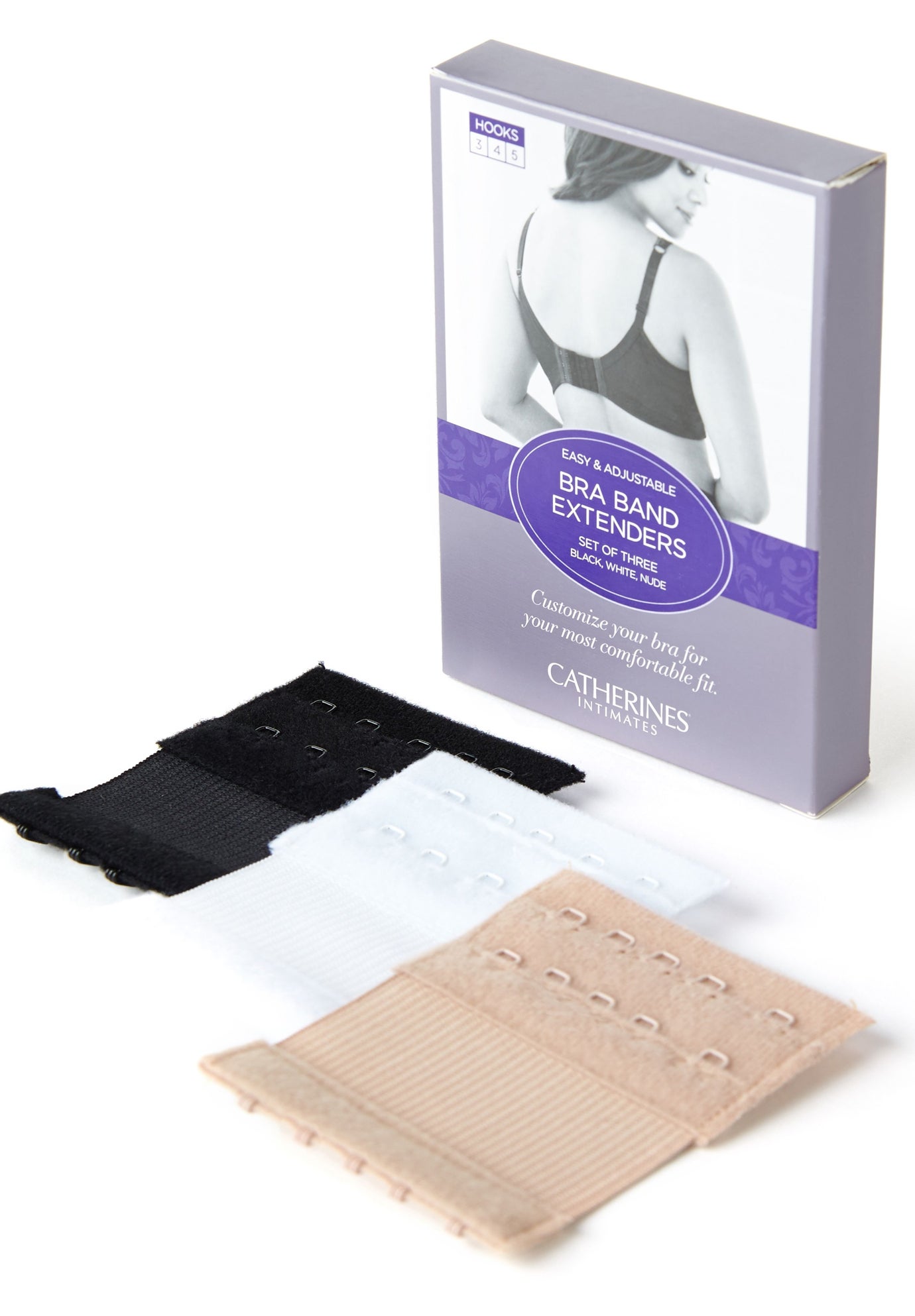 Bra Band Extenders 5 Hook Elastic Fit, Multi Color Catherines