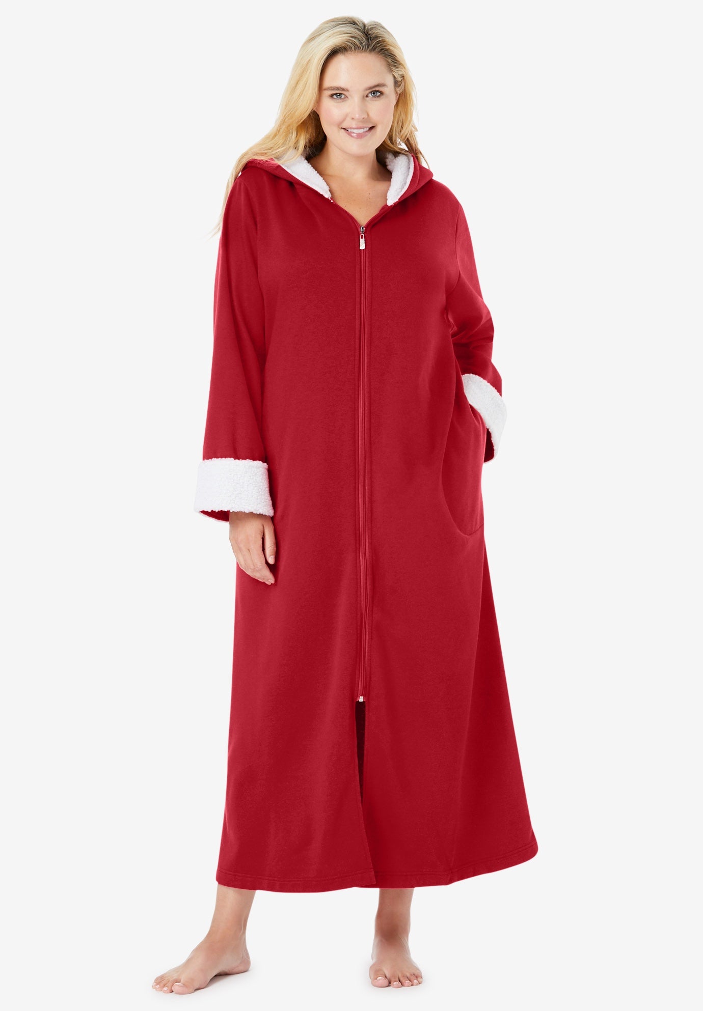 Sherpalined long hooded robe by Dreams & Co.® Catherines