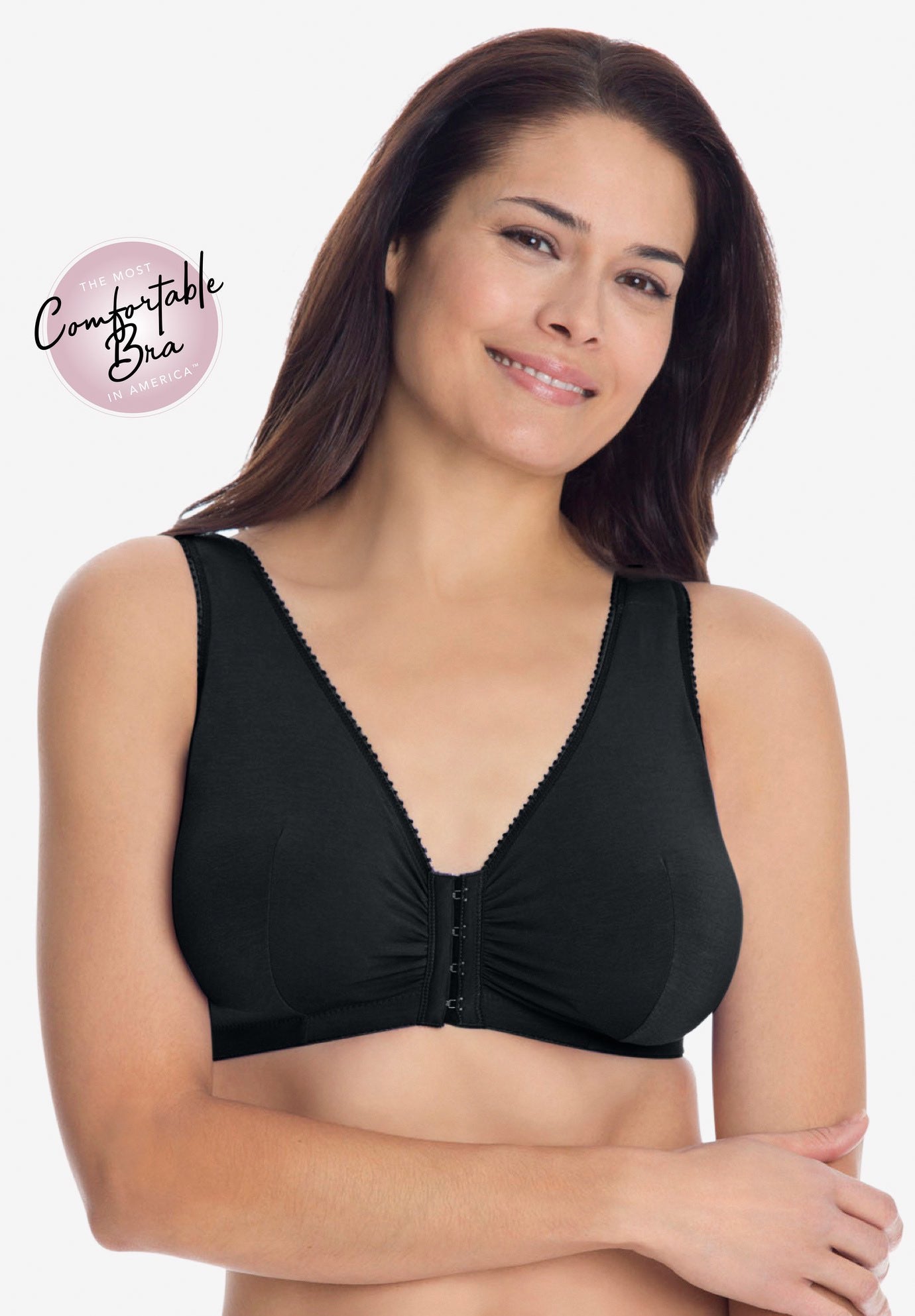 Meryl Cotton Front-Close Wireless Bra | Catherines