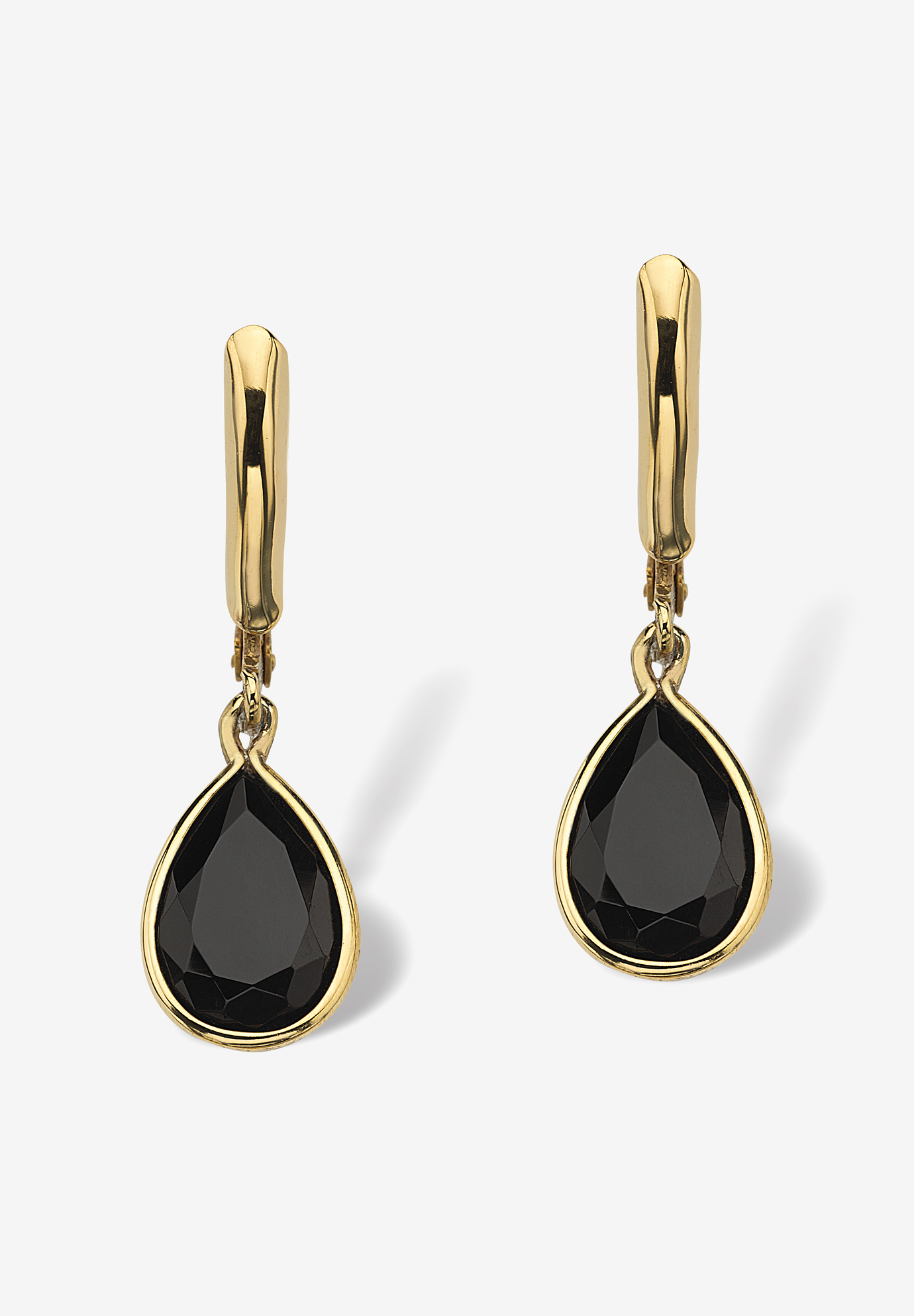 Pear-Shaped Black Onyx Drop Earrings, GOLD