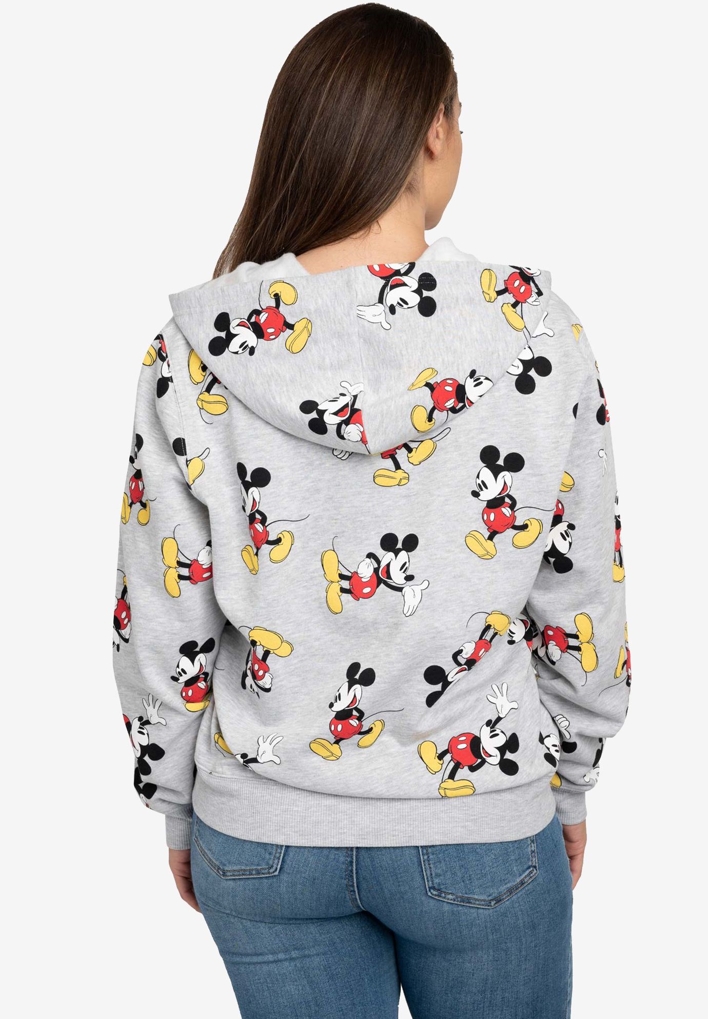 Women's Plus Size Disney Mickey Mouse Zip Hoodie All-Over Print ...