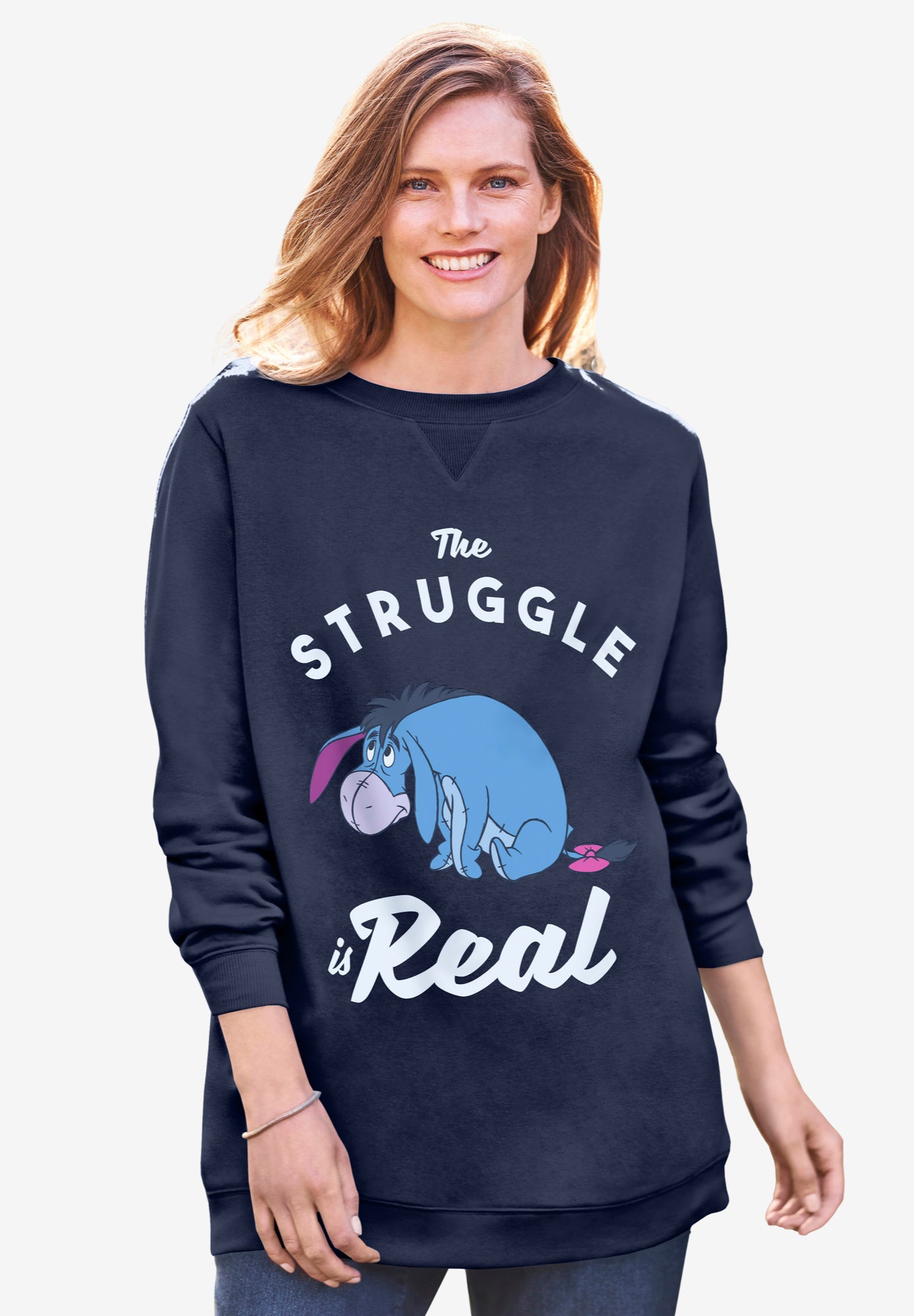 Disney Long Sleeve Fleece Sweatshirt French Blue Eeyore Catherines