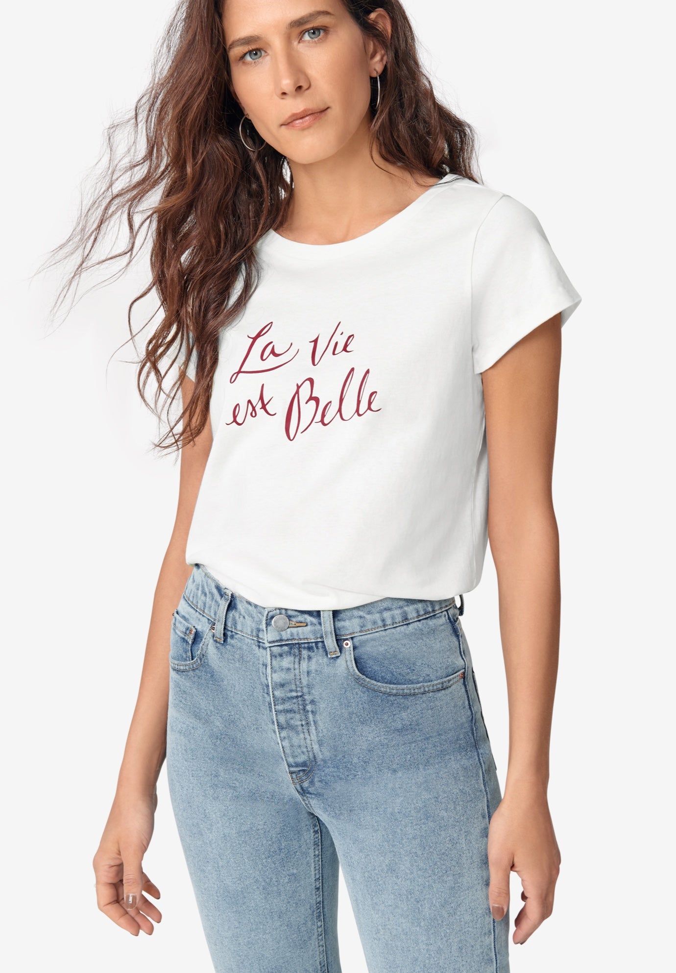 Graphic Tee with Screen Print - Modern Style, 4352716 | Catherines