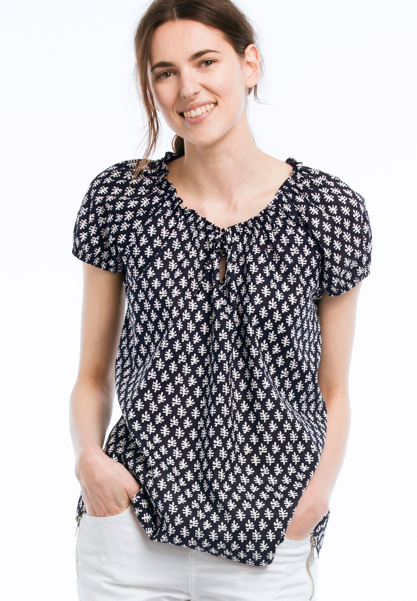 keyhole neck blouse