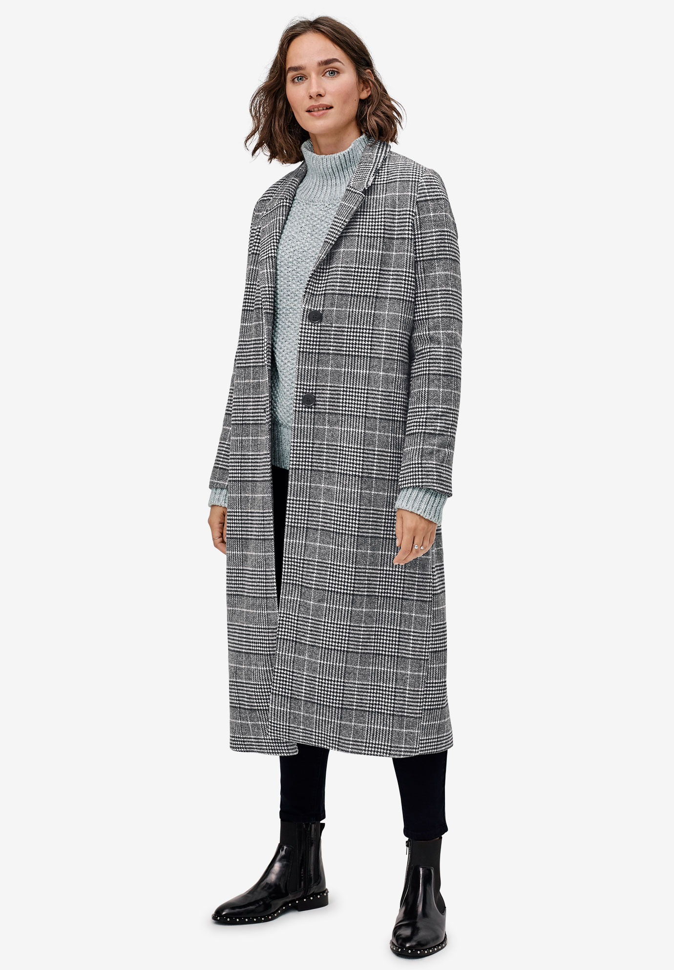 Jenkoon Womens Thicken Wool Blend Plaid Shacket Long Sleeve Checked Overcoat Plaid Jacket Coat