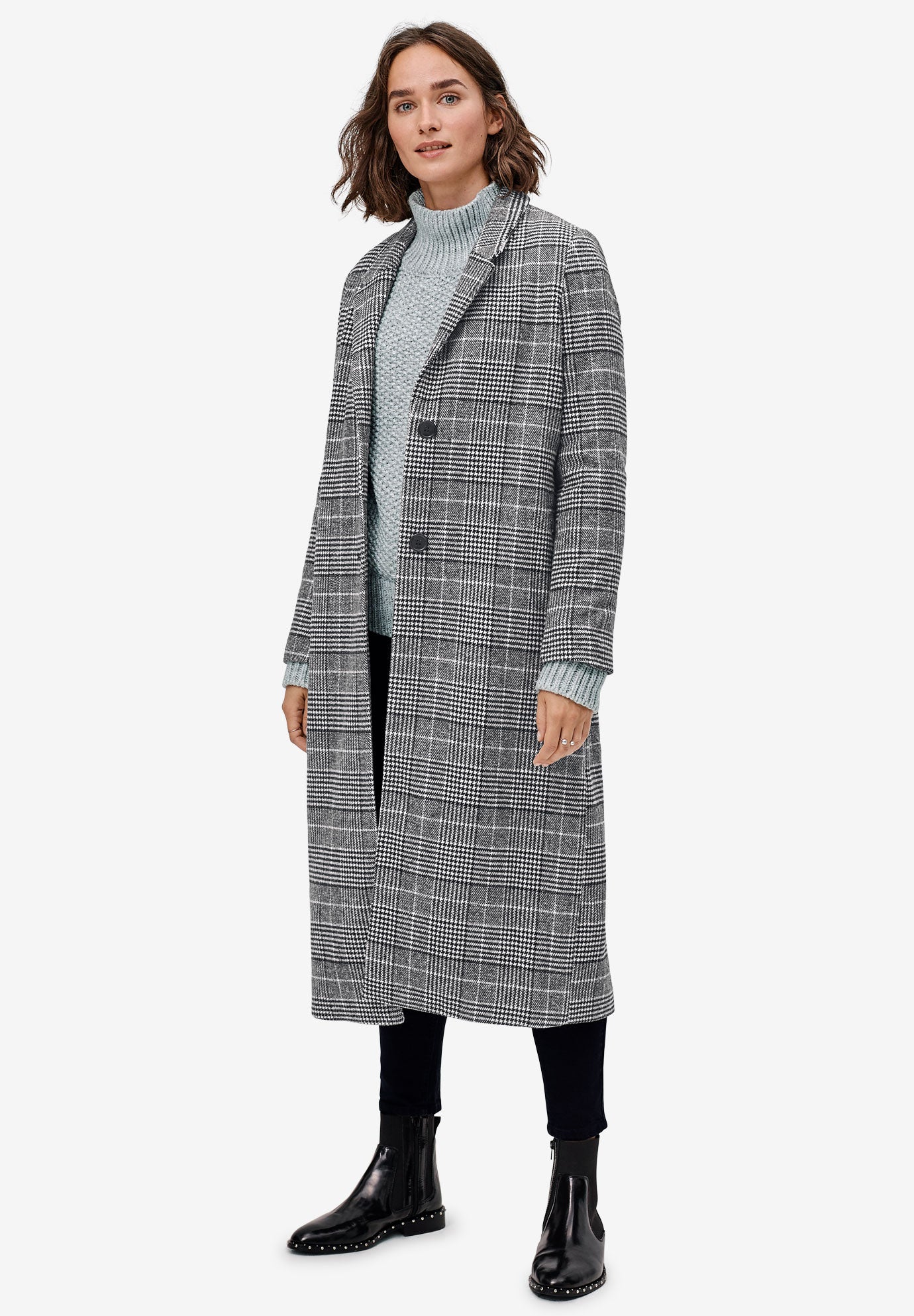 Jenkoon Womens Thicken Wool Blend Plaid Shacket Long Sleeve Checked Overcoat Plaid Jacket Coat