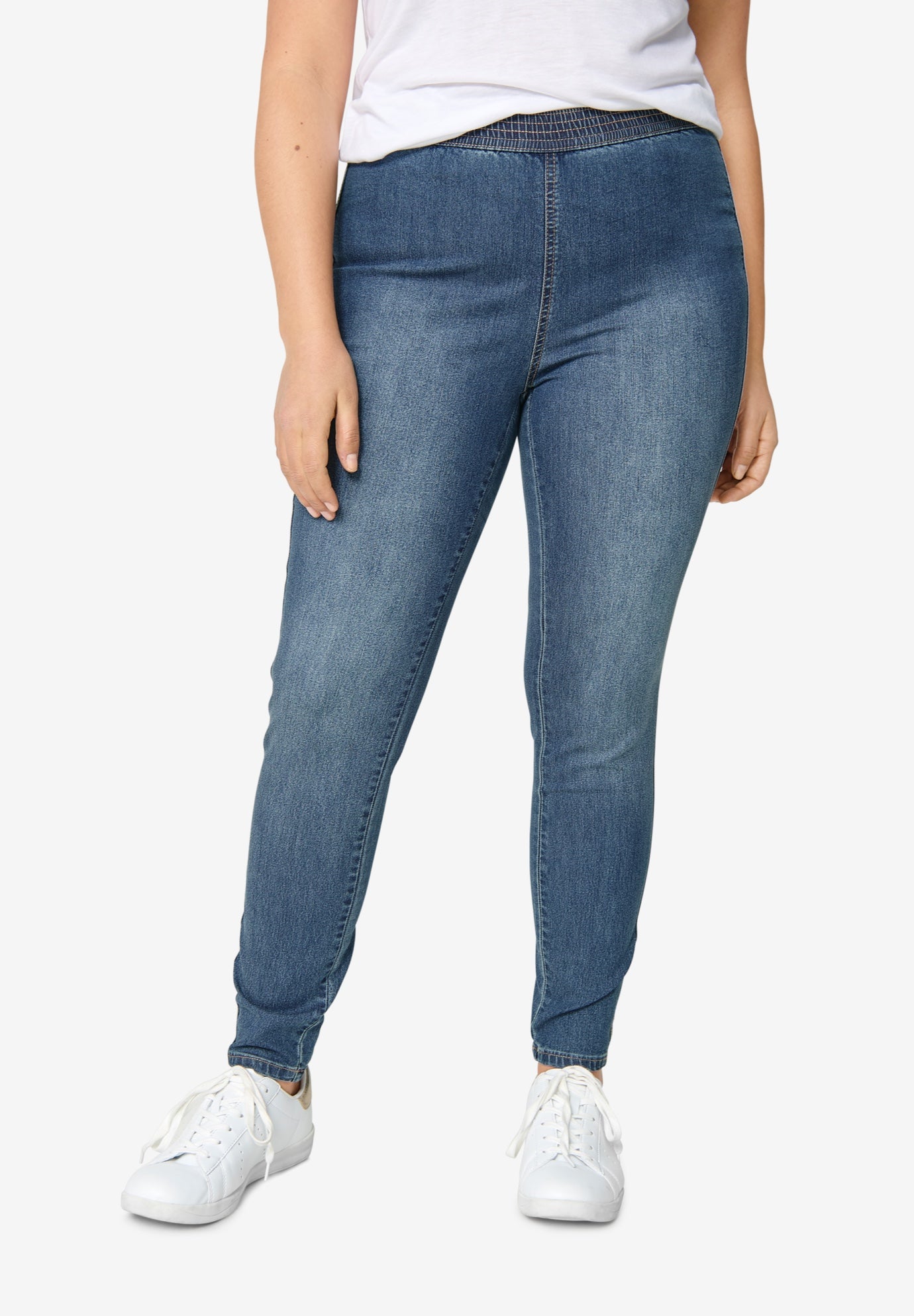 Stretch Denim Elastic Waist Jeggings 4205874 Catherines