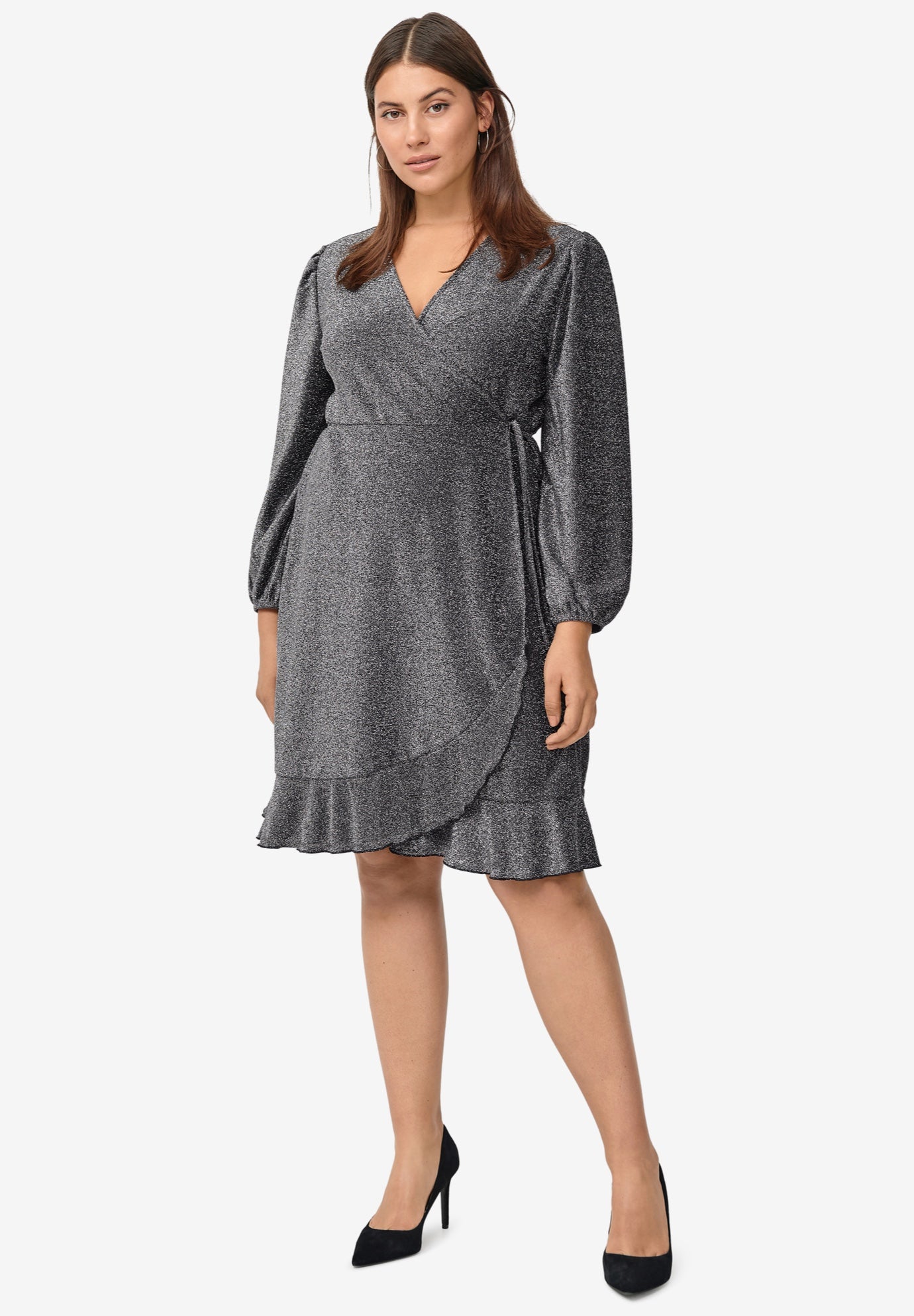 Glitter Knit Wrap Dress Catherine's