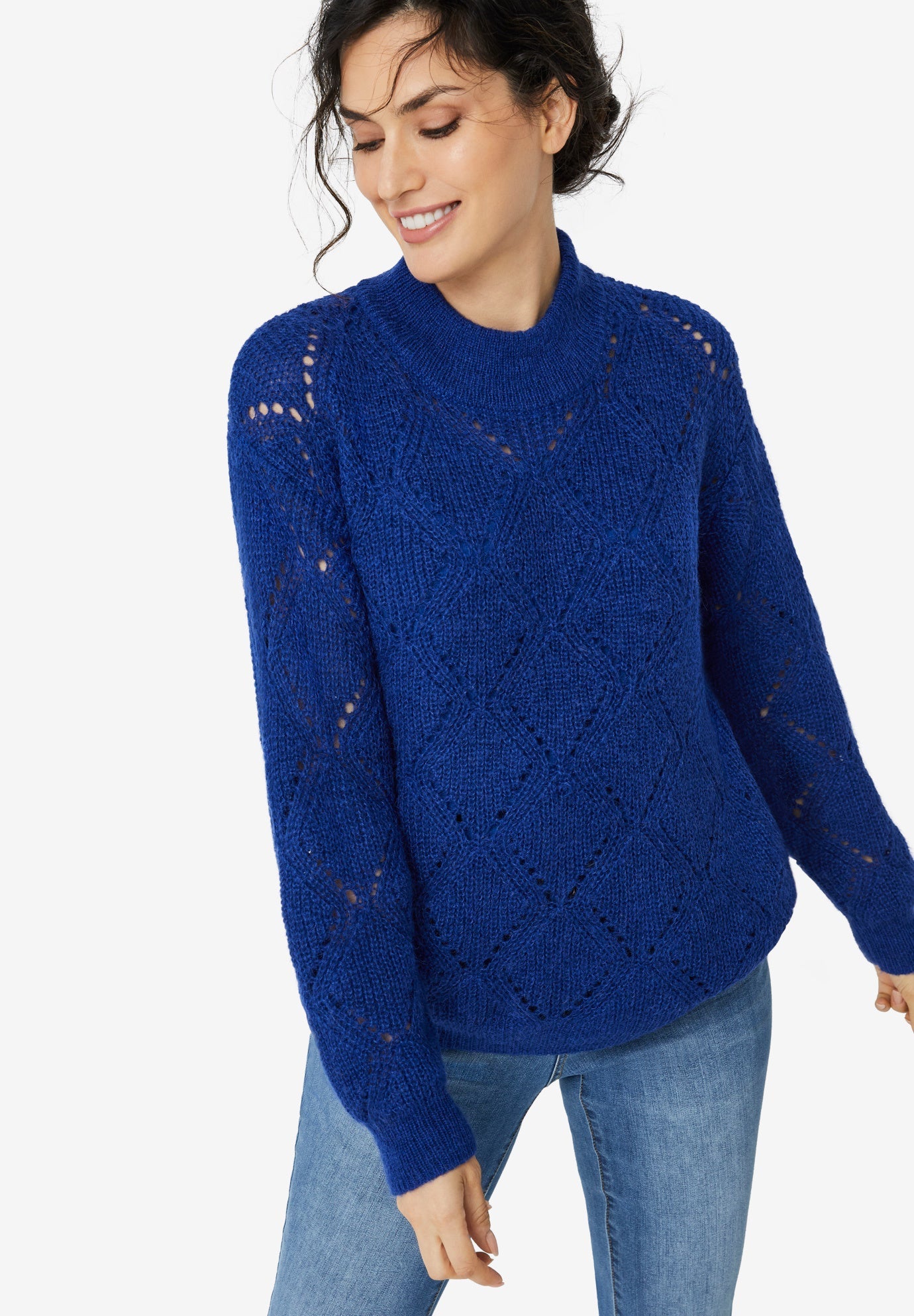 Pointelle Mockneck Pullover | Catherine's