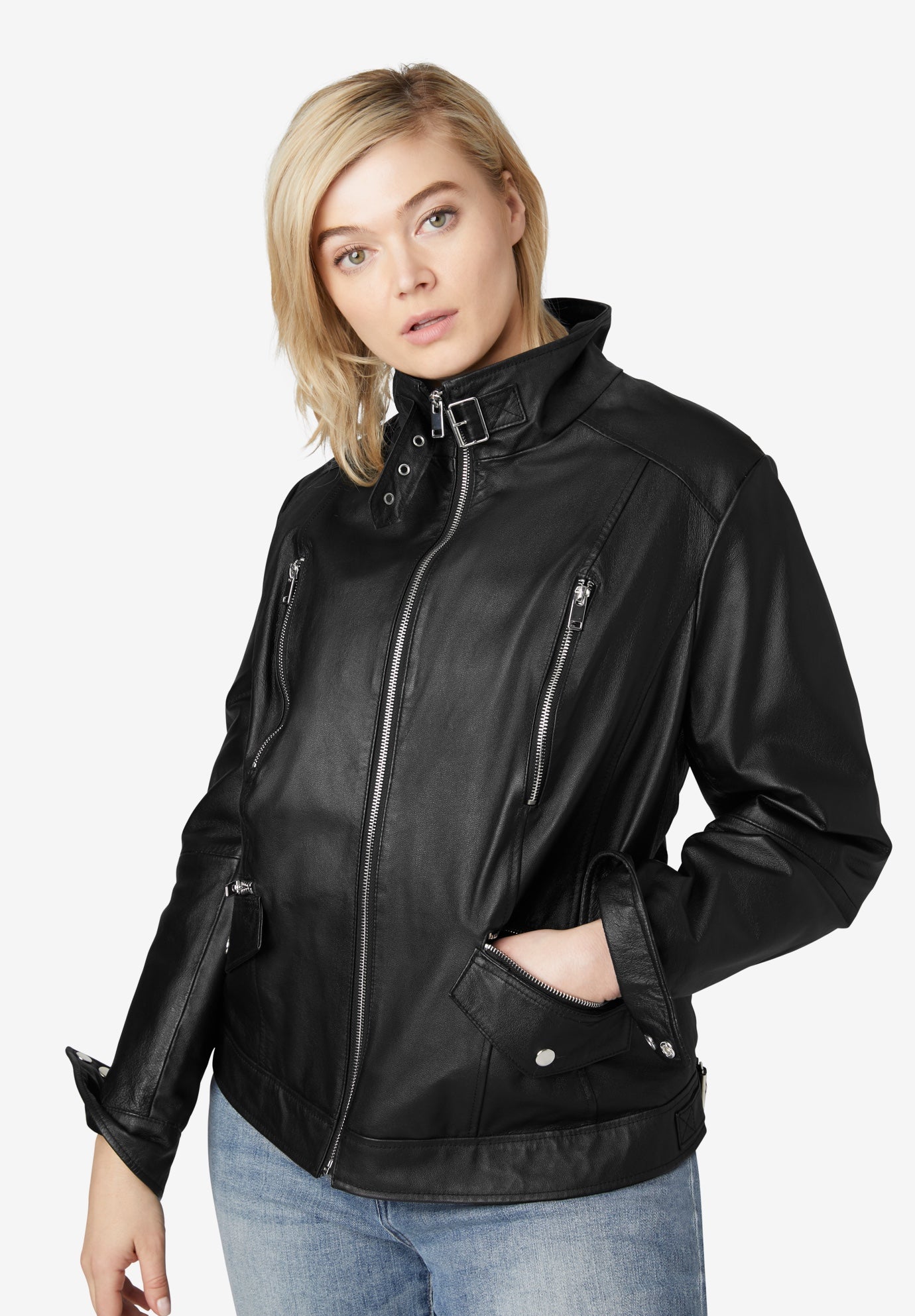 zip up leather trousers