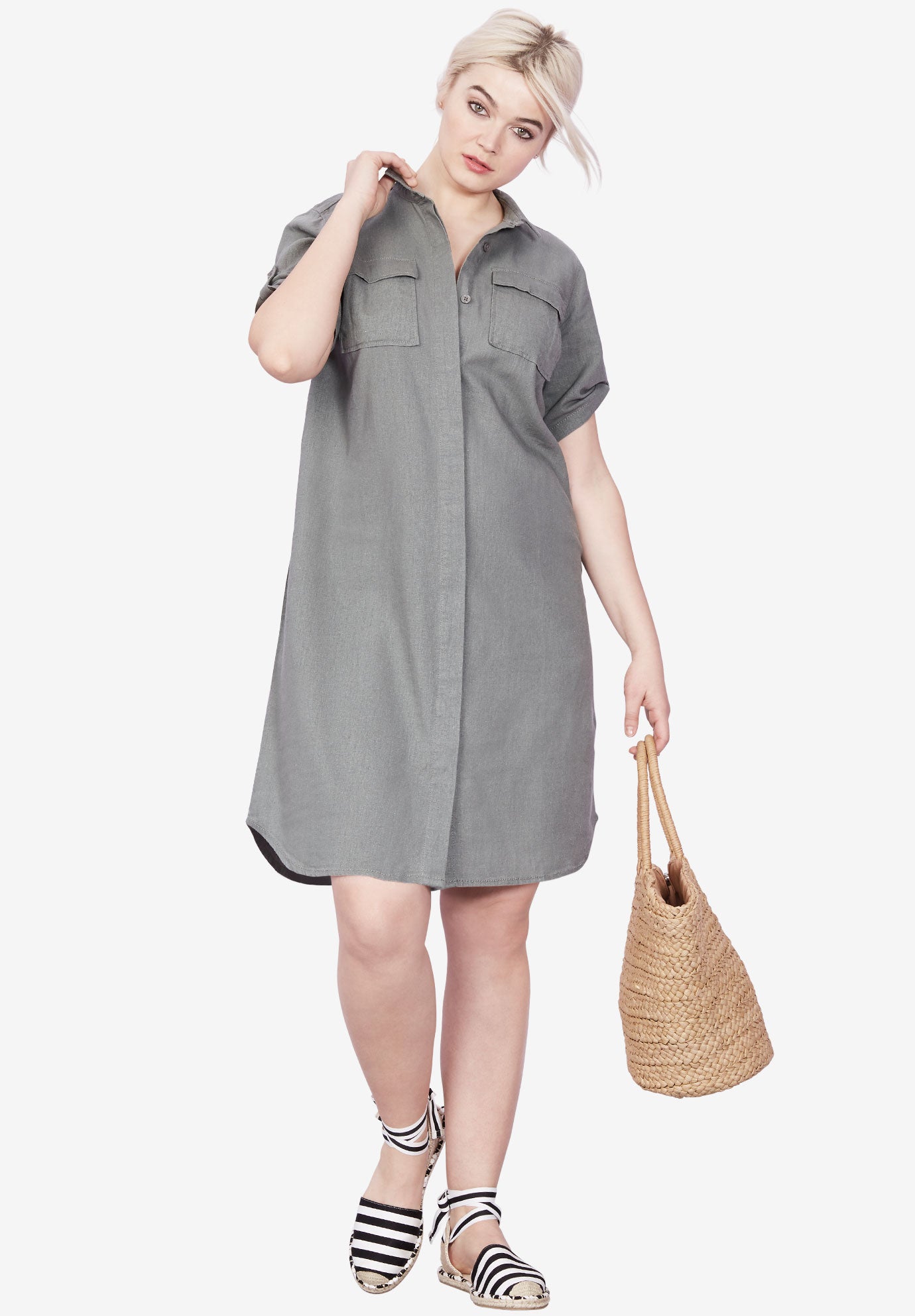 Linen shirt dress button front Clearance