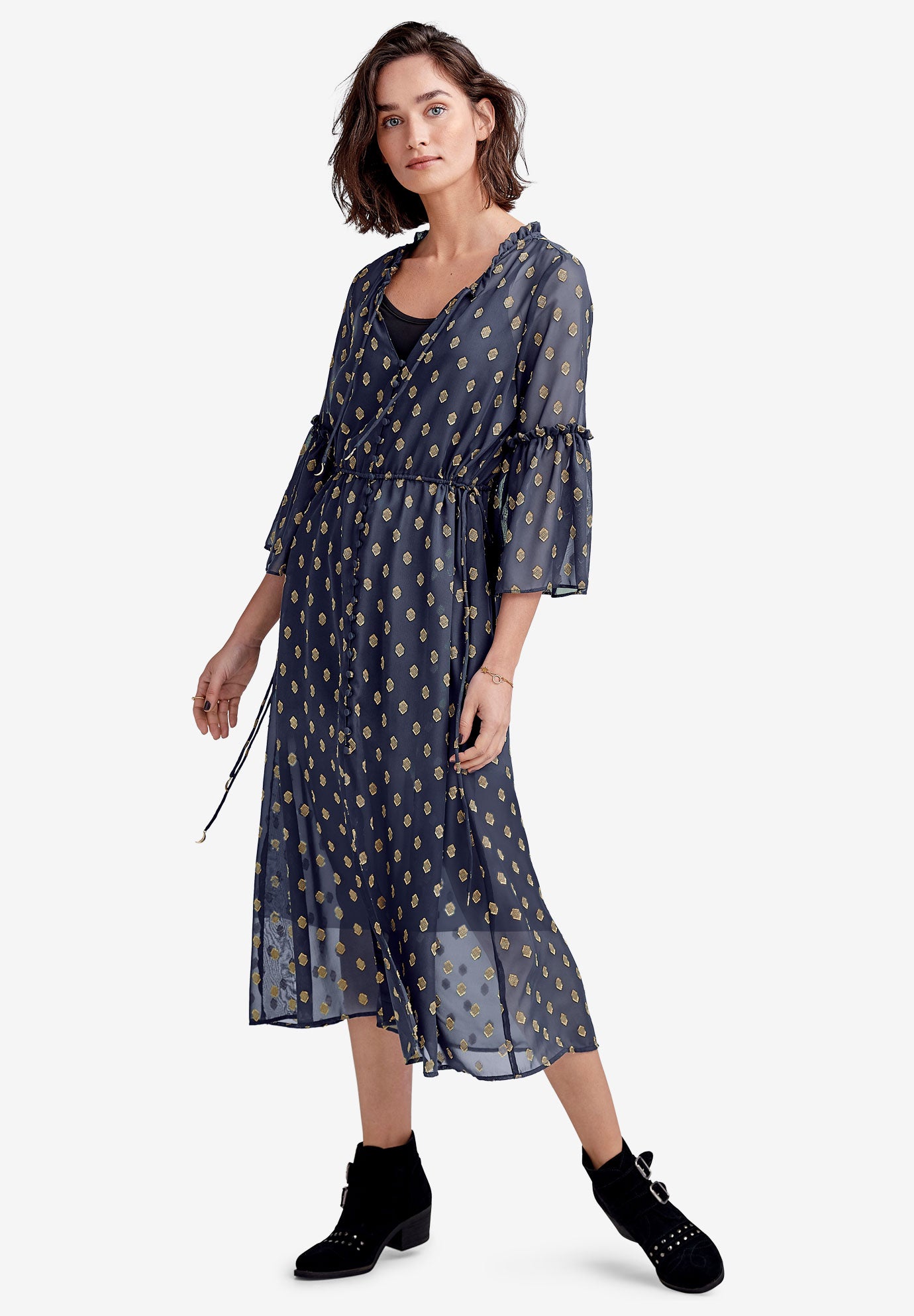 ruffle sleeves frock