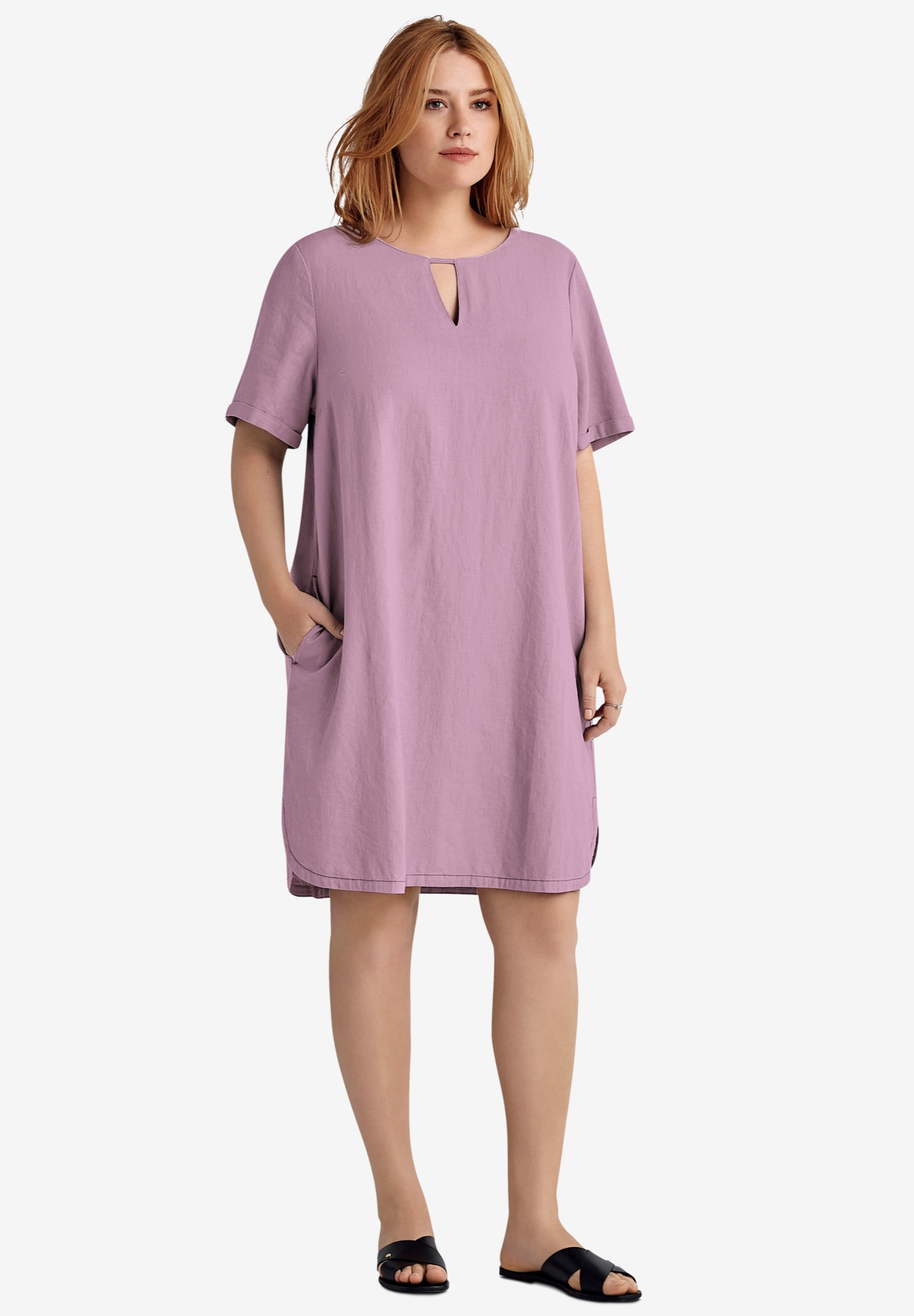 Linen-Blend A-Line Dress, 
