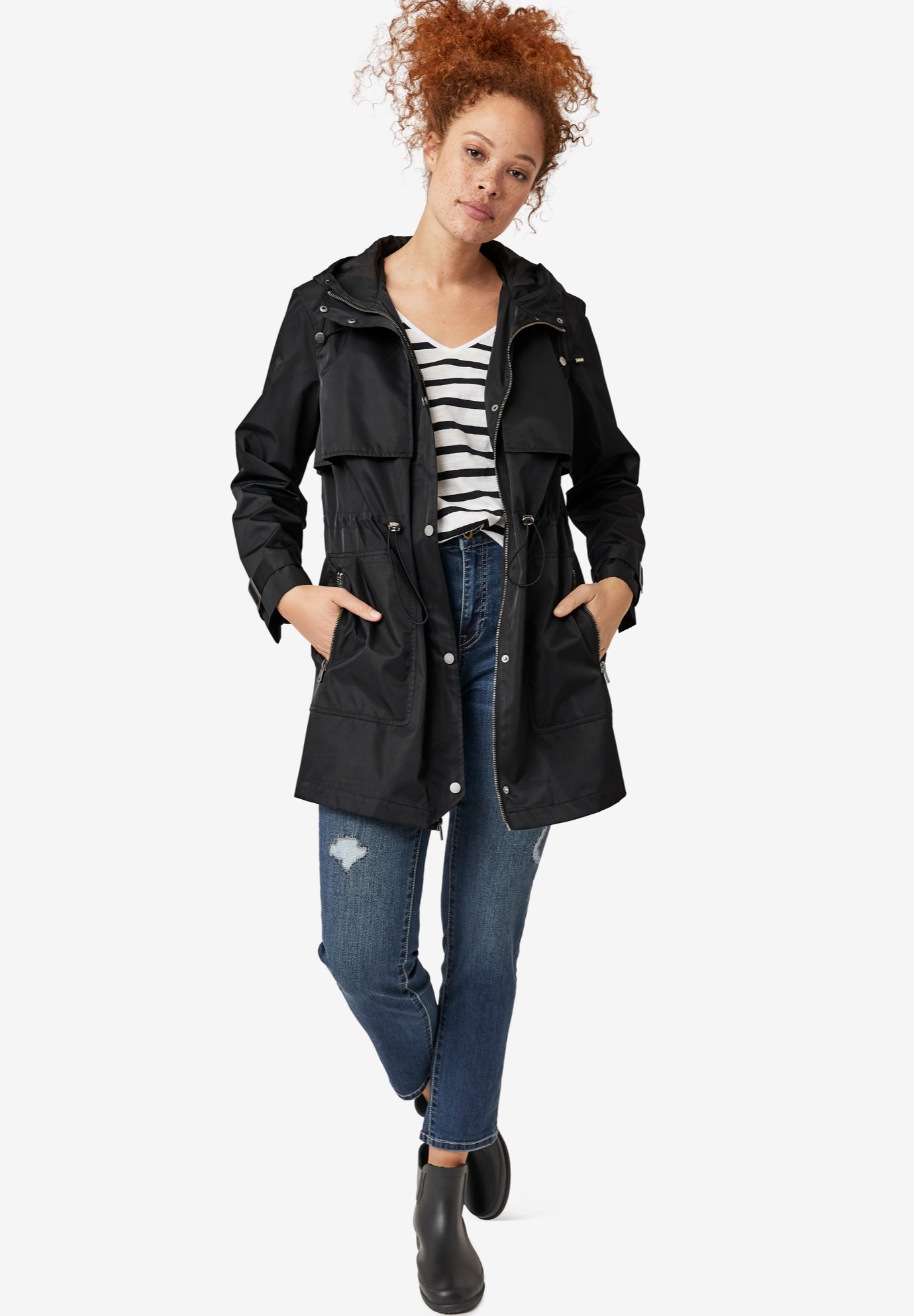 Water Resistant Hooded Anorak Jacket Black Catherines