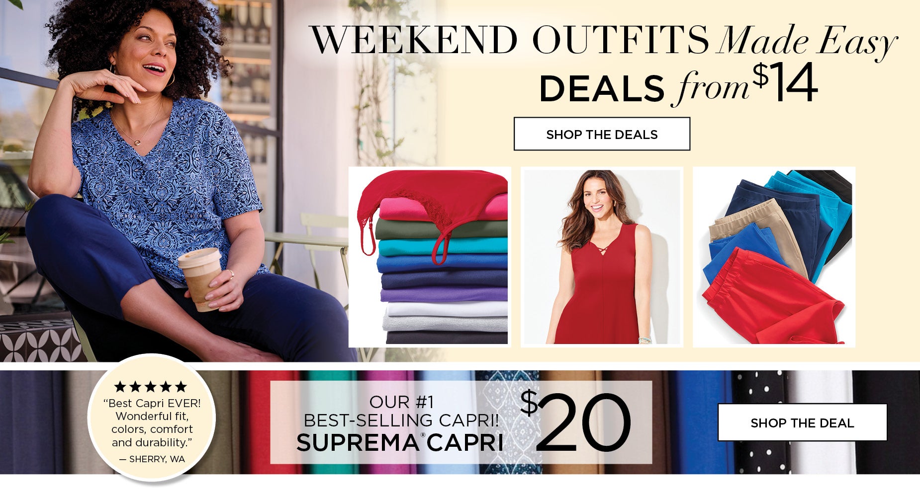 WEEKEND OUTFITS MADE EASY: AMAZING DEALS FROM $14