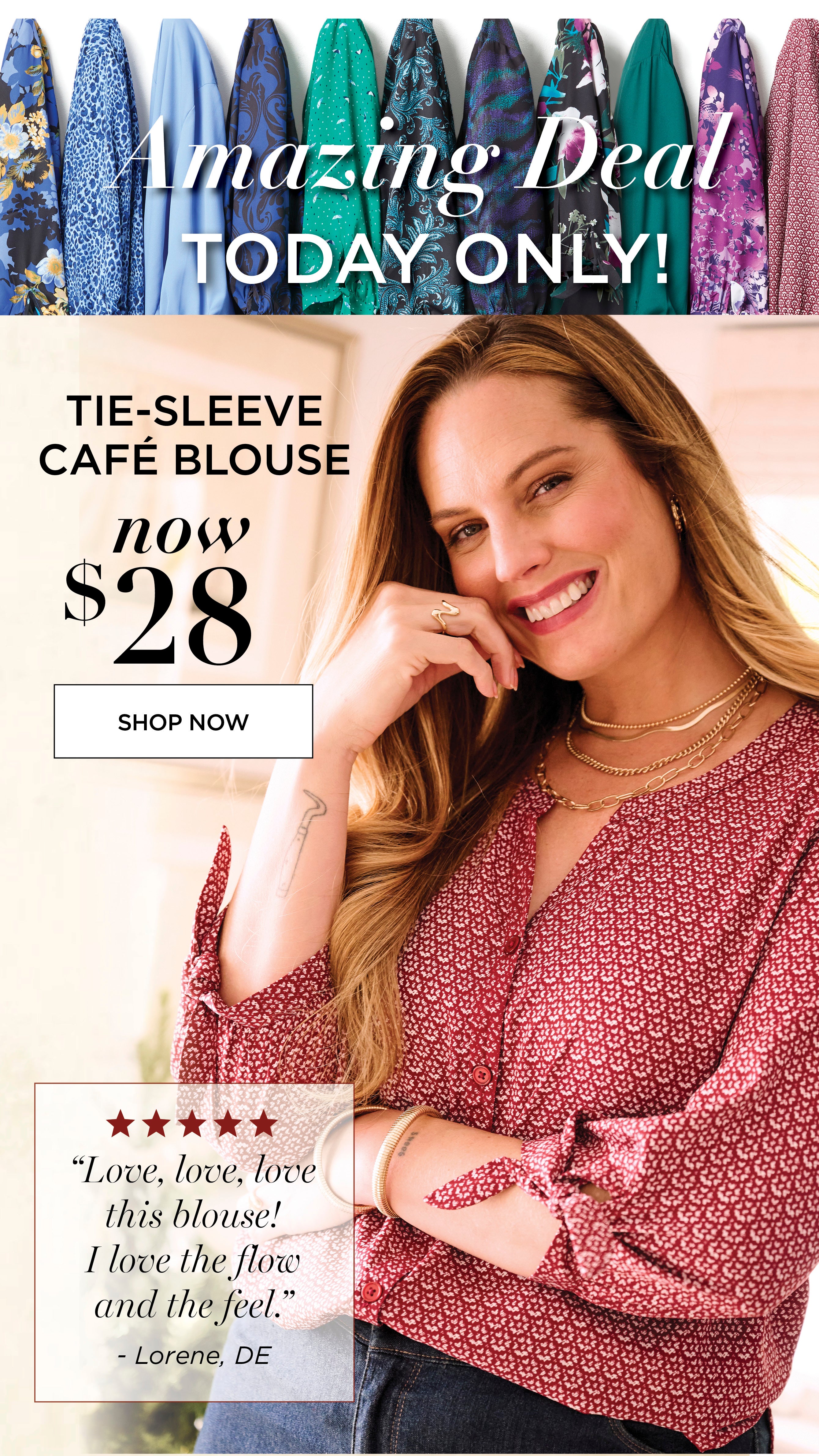 Our #1 best-selling georgette blouse now only $28: but act quick, this is today only.