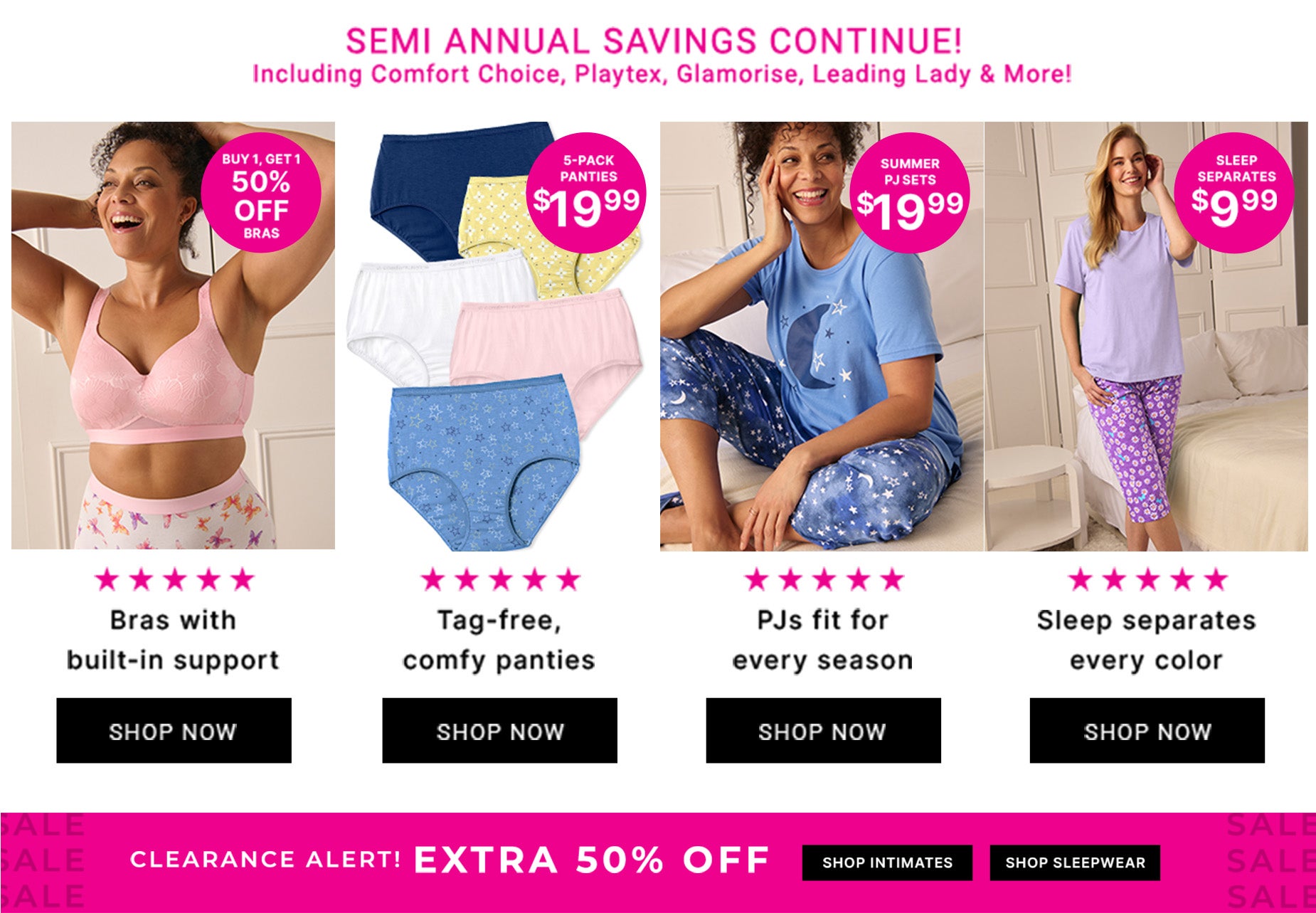 THE SEMI-ANNUAL SALE IS BACK ON SLEEPWEAR AND INTIMATES