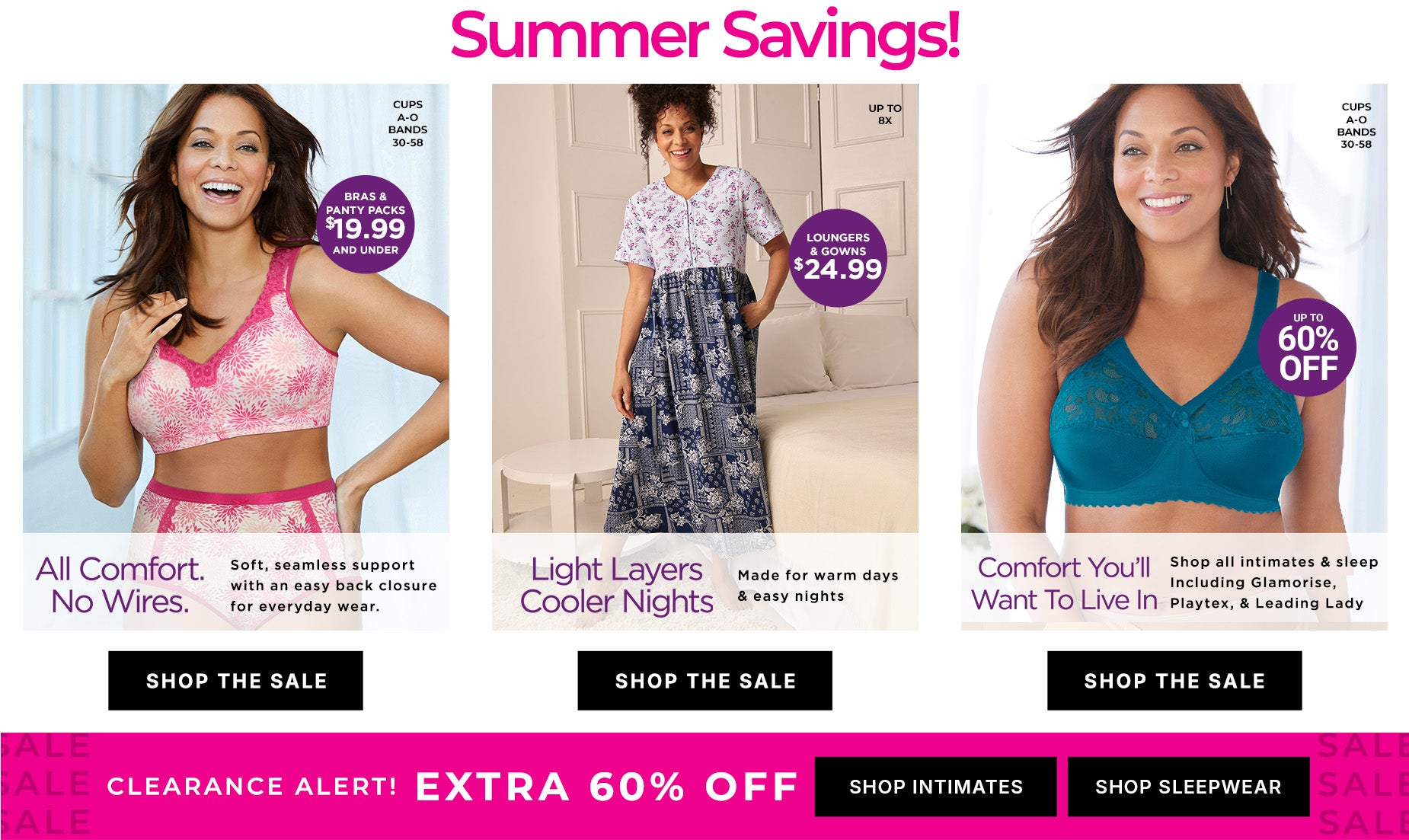 Summer Savings on Intimates and Sleepwear