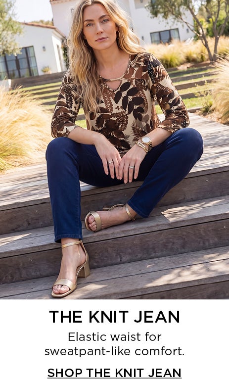 THE KNIT JEAN: Elastic waist for sweatpant-like comfort. 