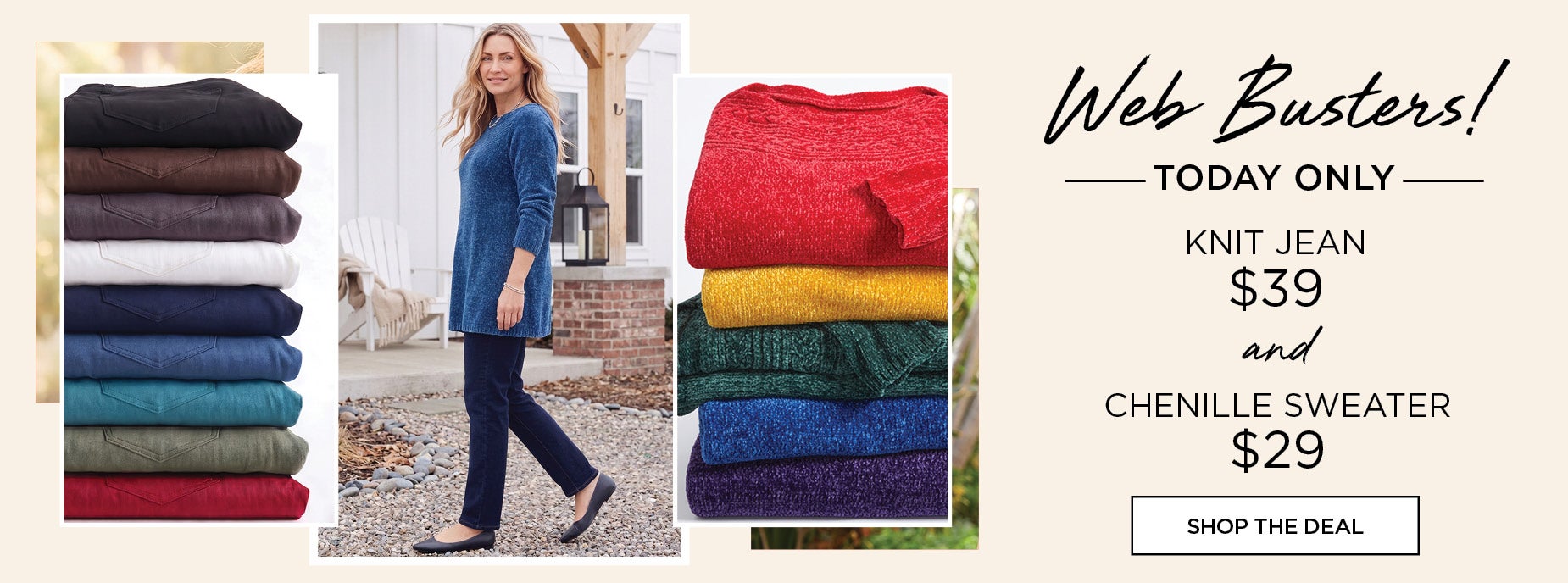 WEB BUSTER! TODAY ONLY KNIT EAN NOW $39 & CHENILLE SWEATER NOW $29