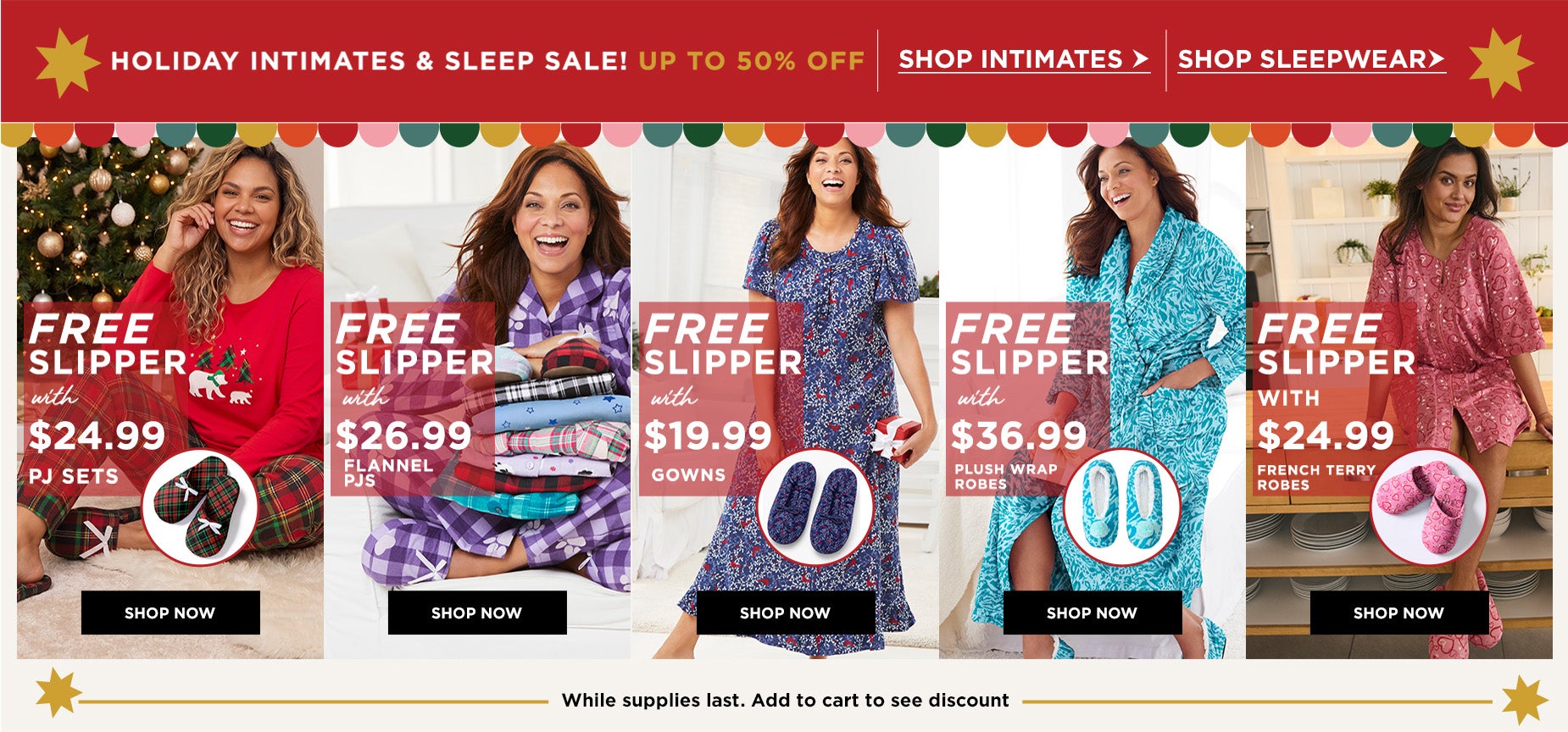 SHOP THE HOLIDAY INTIMATES AND SLEEP SALE AND SAVE UP TO 50% OFF