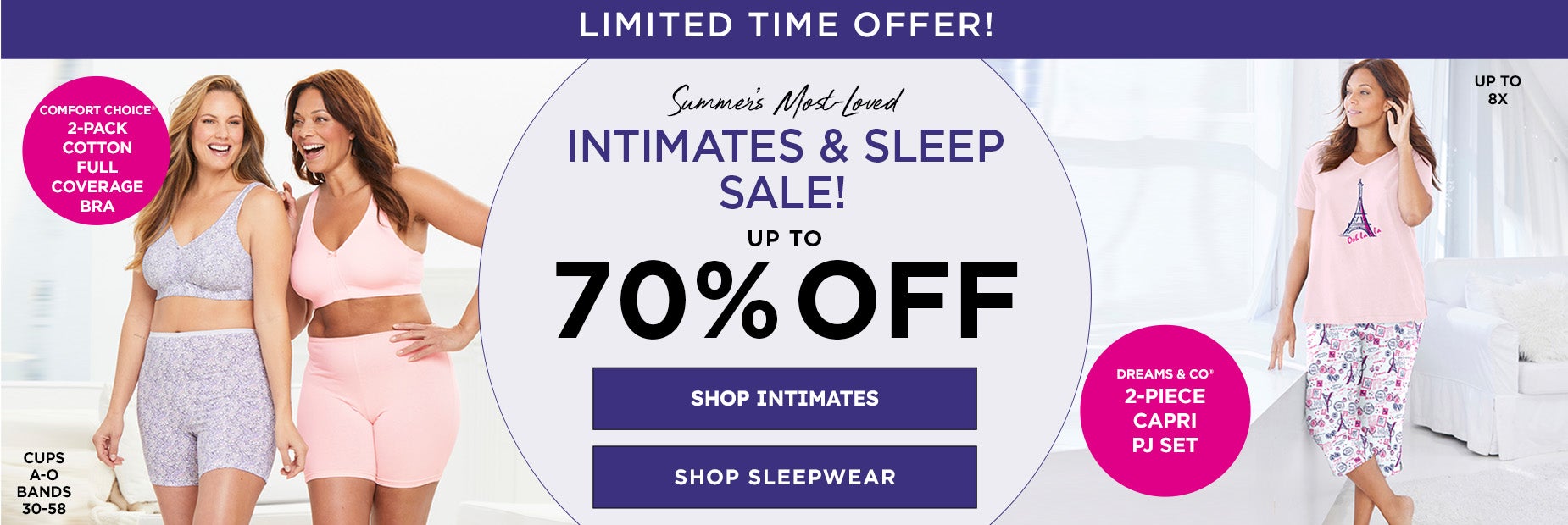 UP TO 70% OFF INTIMATES AND SLEEPWEAR