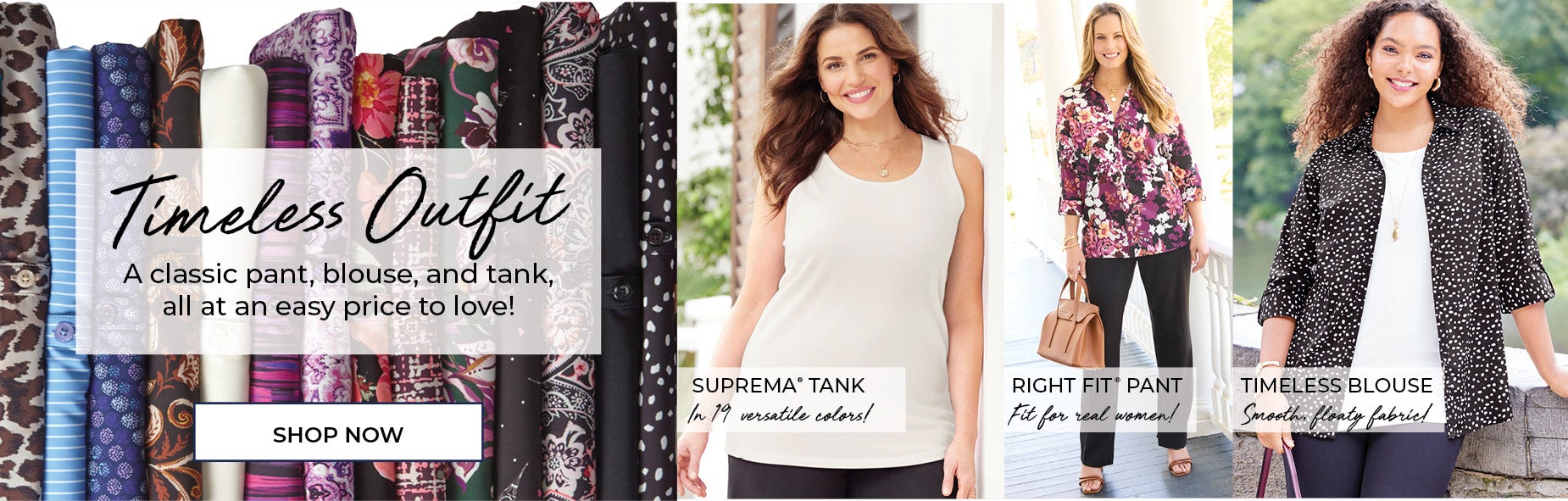 TIMELESS OUTFIT: A classic pant, blouse, and tank, all at an easy price to love!