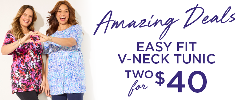 AMAZING DEAL EASY FIT V-NECK TUNIC 2 FOR $40