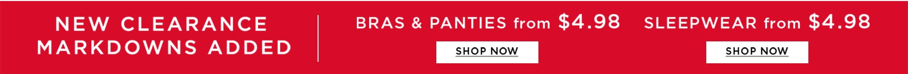 NEW CLEARANCE MARKDOWNS