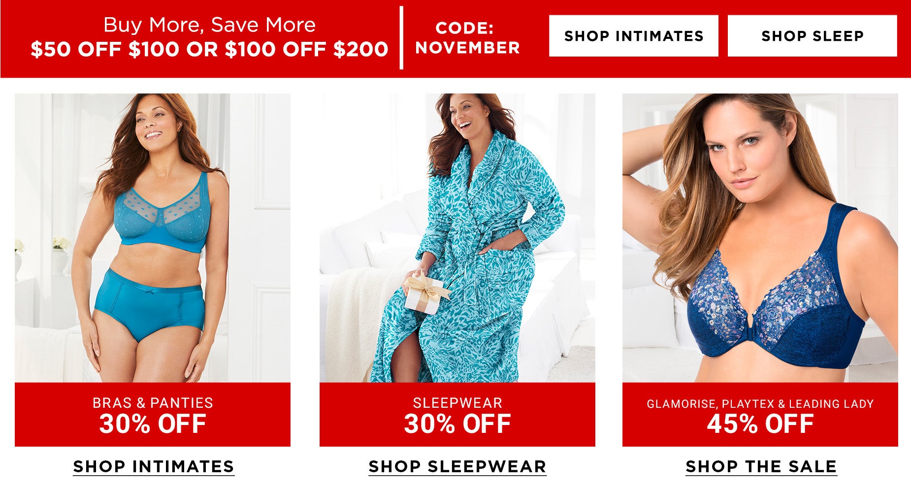 Save on Holiday sleep and intimates