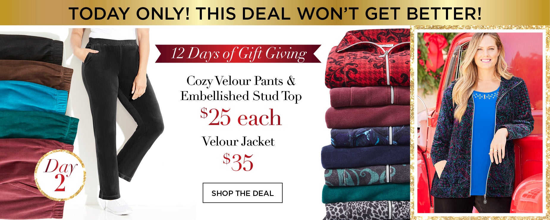 SHOP THE AMAZING DEAL COZY VELOUR PANT+JACKET & STUD TOP