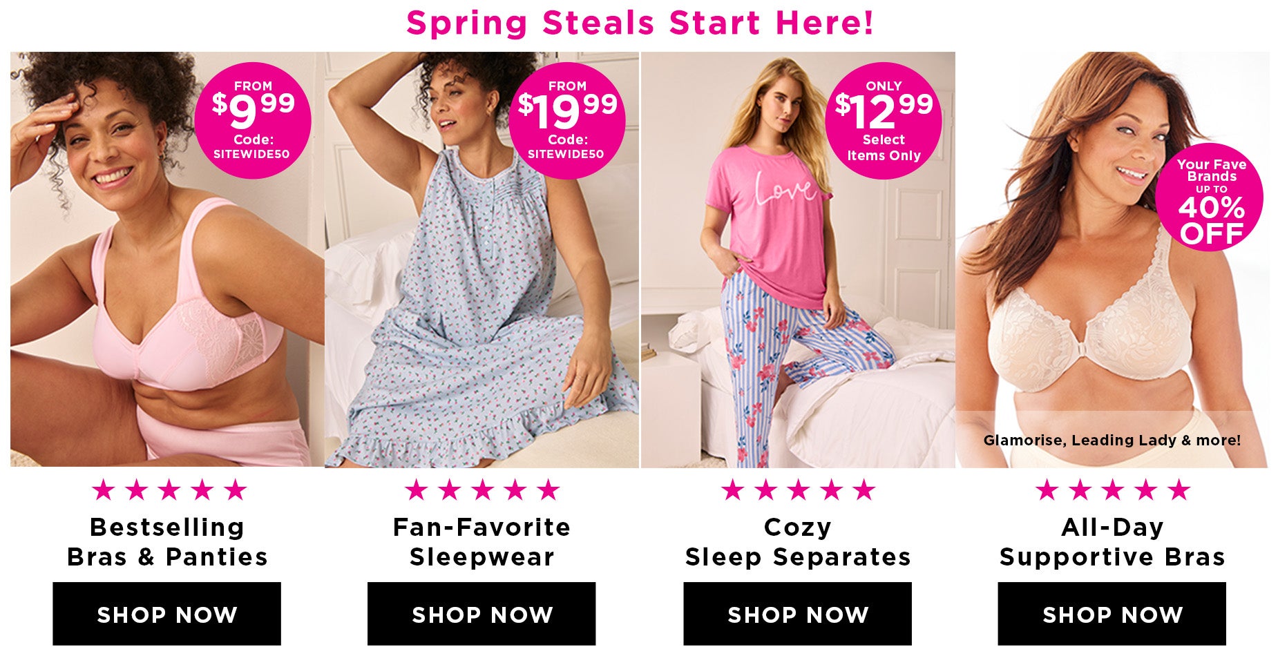 SPRING STEALS FOR SLEEP AND INTIMATES START HERE!