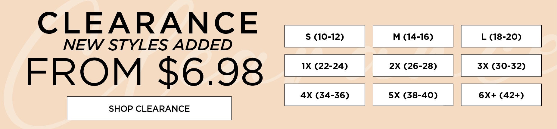 CLARANCE FROM $6.98