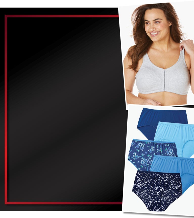 5-pack blue panties - woman wearing bra