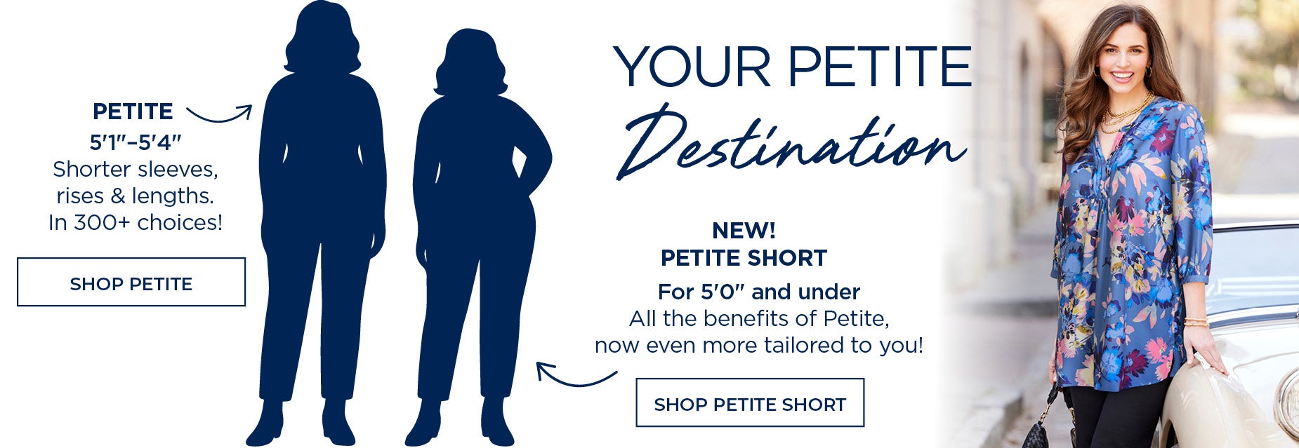 YOUR PETITE DESTINATION, NOW INTRODUCING PETITE SHORT.