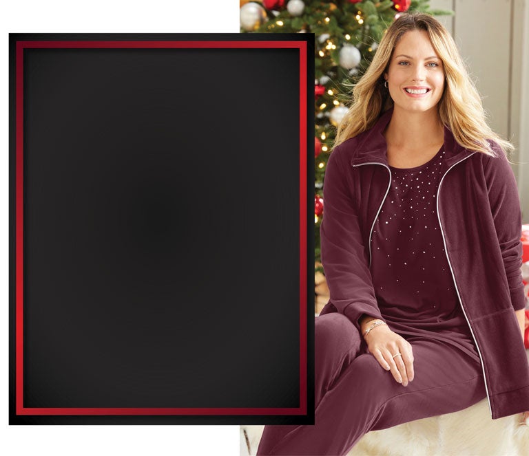 Various women wearing fashionable velour and velvet activewear
