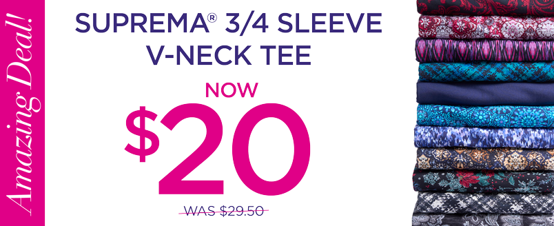 AMAZING DEAL $20 SUPREMA 3/4 SLEEVE V-NECK TEE