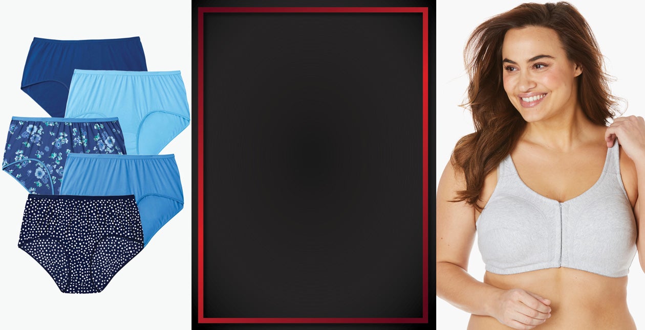 5-pack blue panties - woman wearing bra