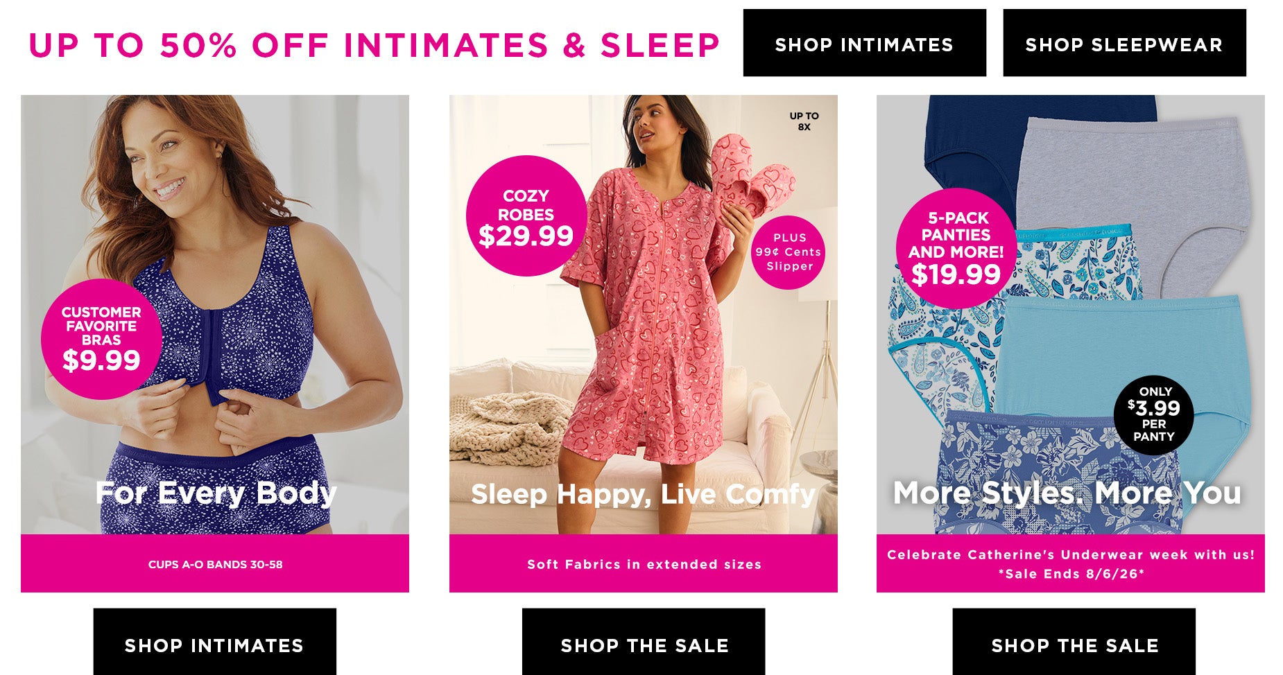 UP TO 50% OFF INTIMATES AND SLEEP