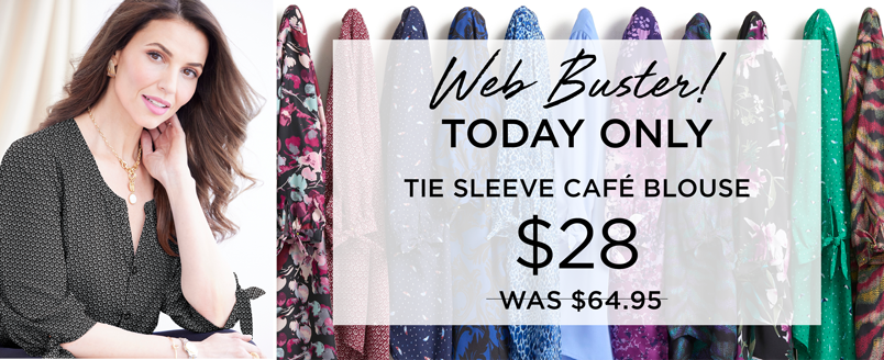 WEB BUSTER $28 TIE SLEEVE CAFÉ BLOUSE