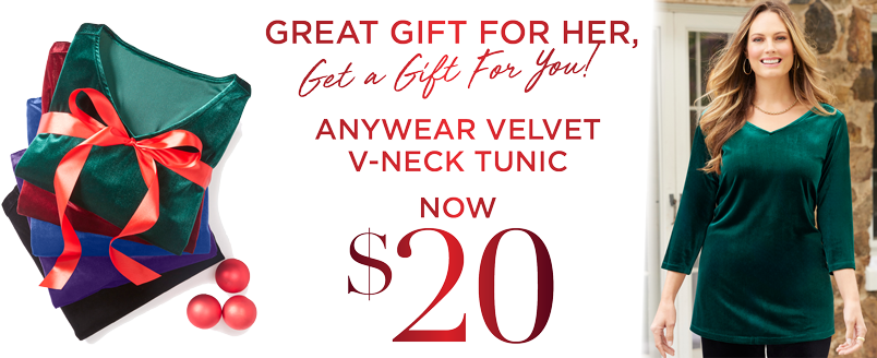 ANYWEAR VELVET V-NECK TUNIC NOW $20