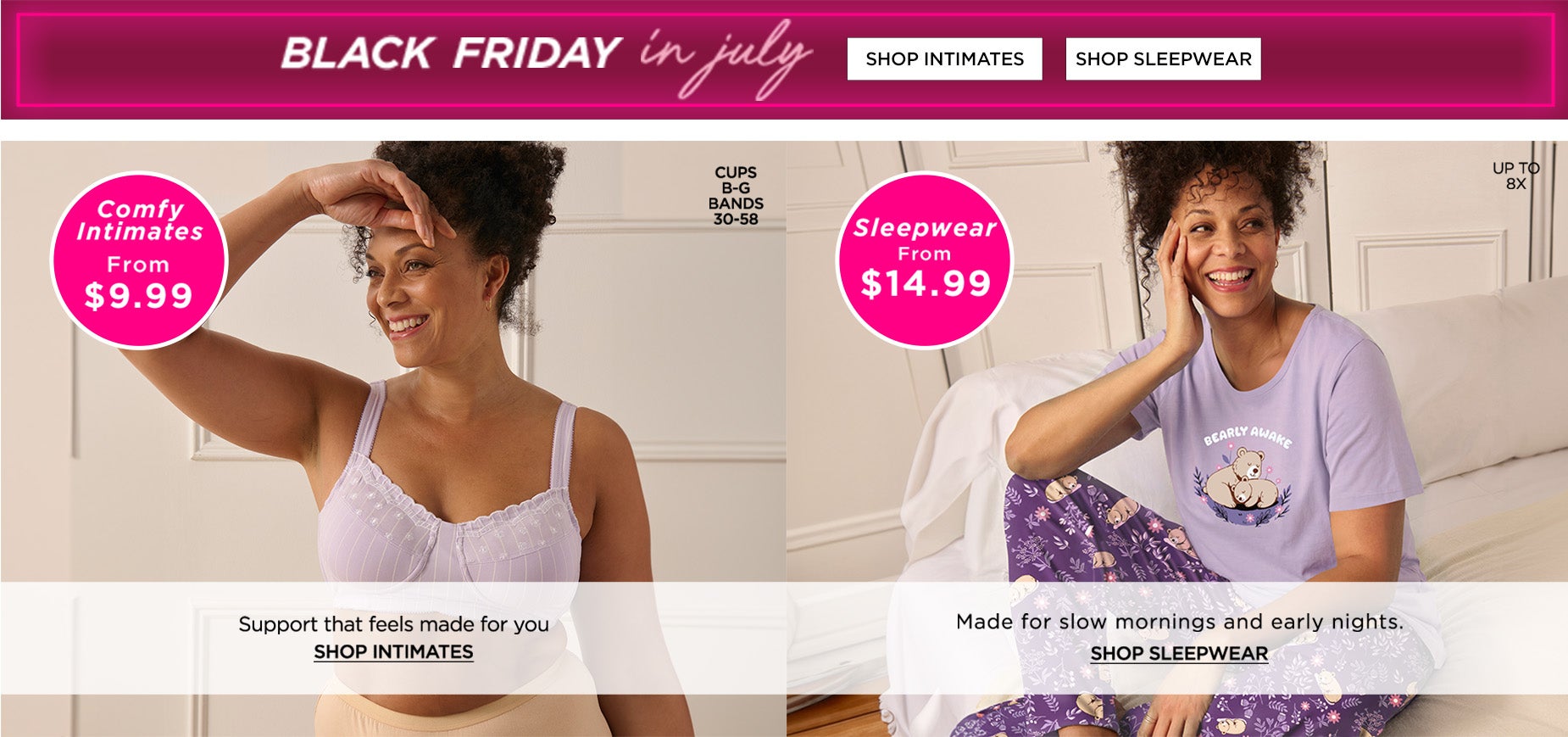 BLACK FIRDAY IN JULY UP TO 75% OFF SLEEP AND INTIMATES