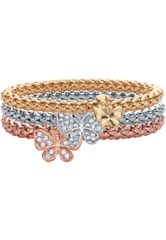 Butterfly Charm Stretch Bracelet Set Rose Gold, Crystal Catherines